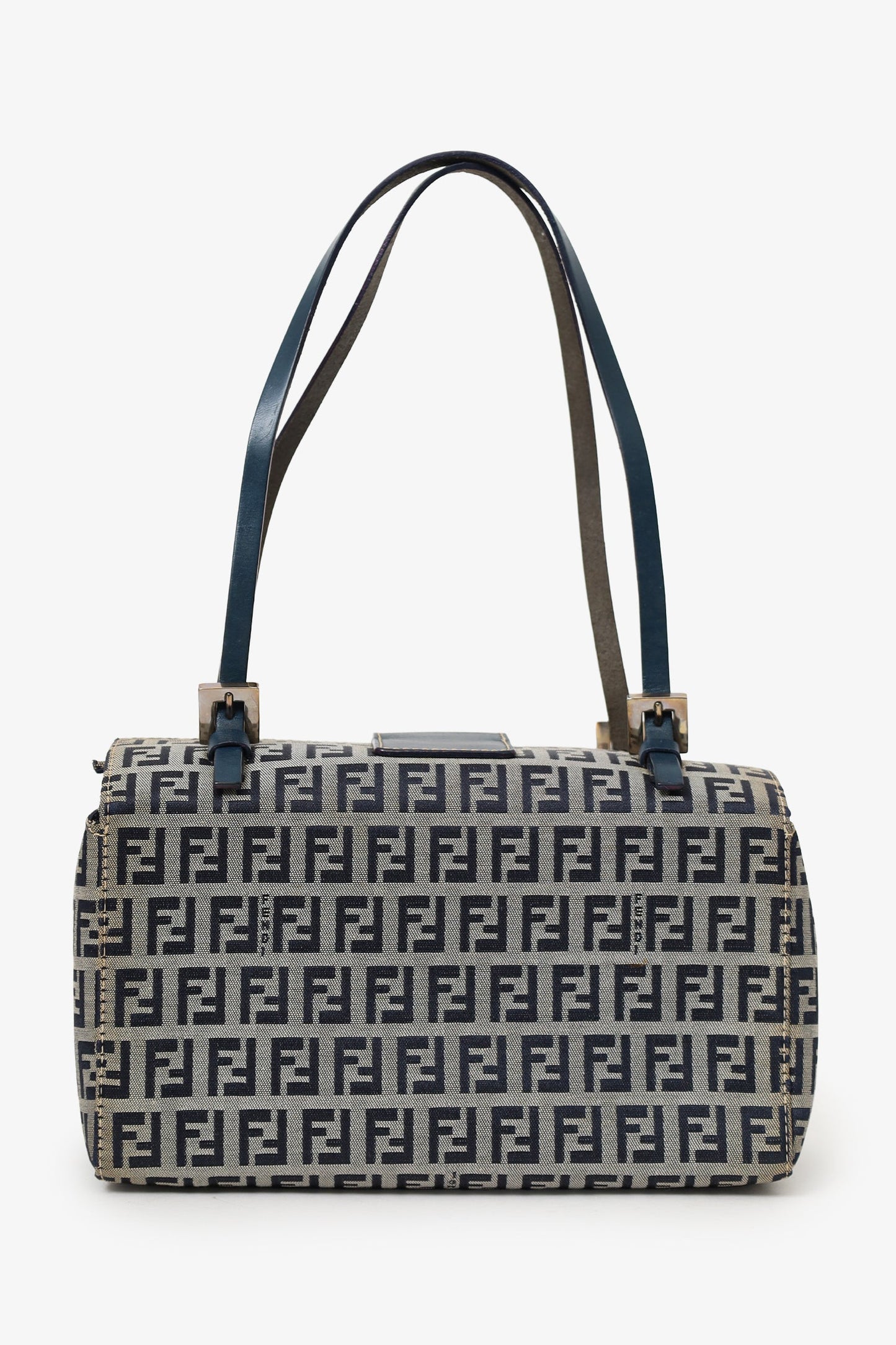 Fendi Grey Ff Zucca Bento Box Bag Canvas Gray Navy Shoulder Bag