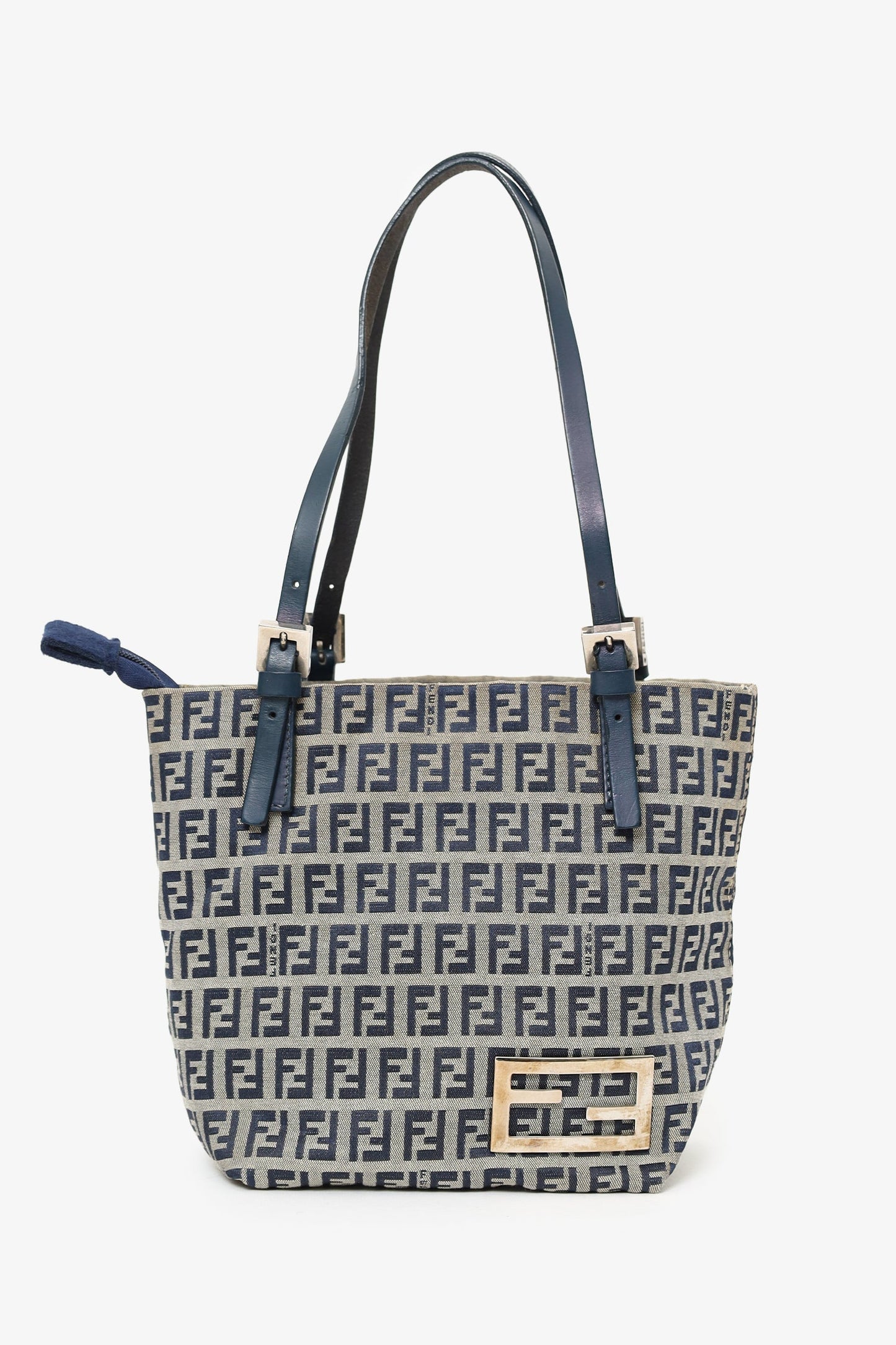 Fendi Grey Ff Zucca Bag Canvas Gray Navy Bucket Bag