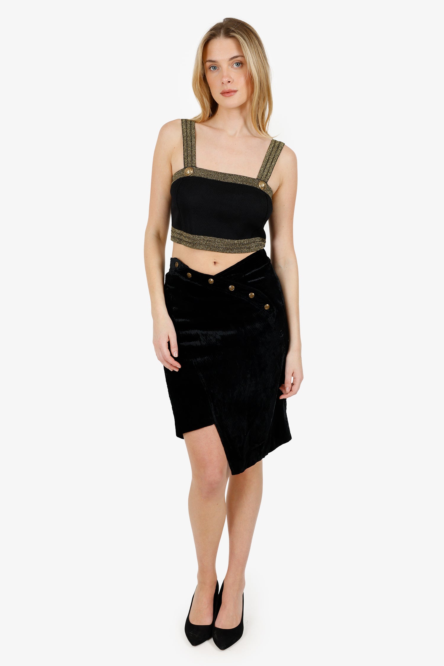 Dior Handbag Christian Velvet Asymmetrical Midi Skirt Black