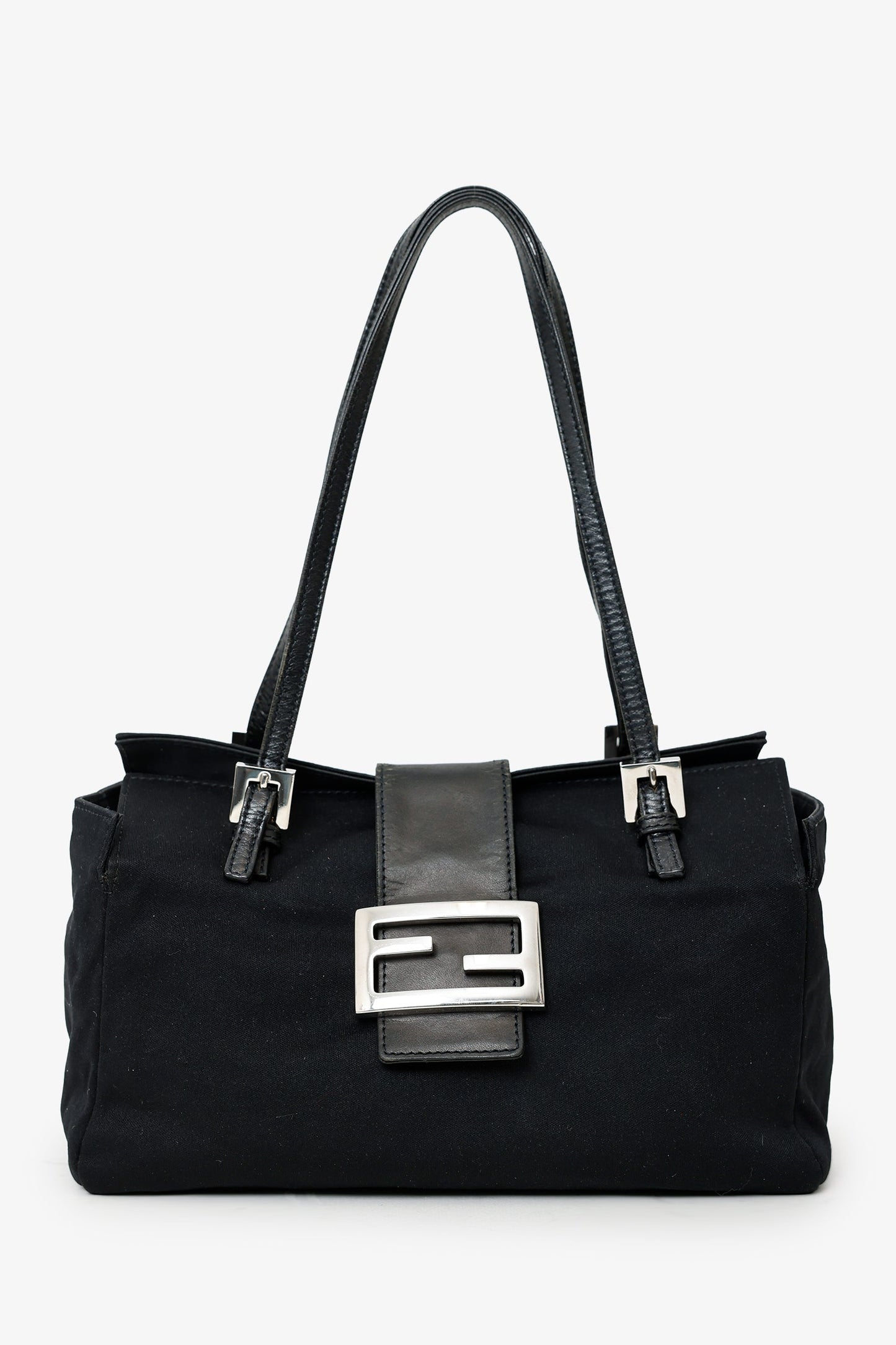 Fendi Fabric Neoprene Baguette Shoulder Bag Black