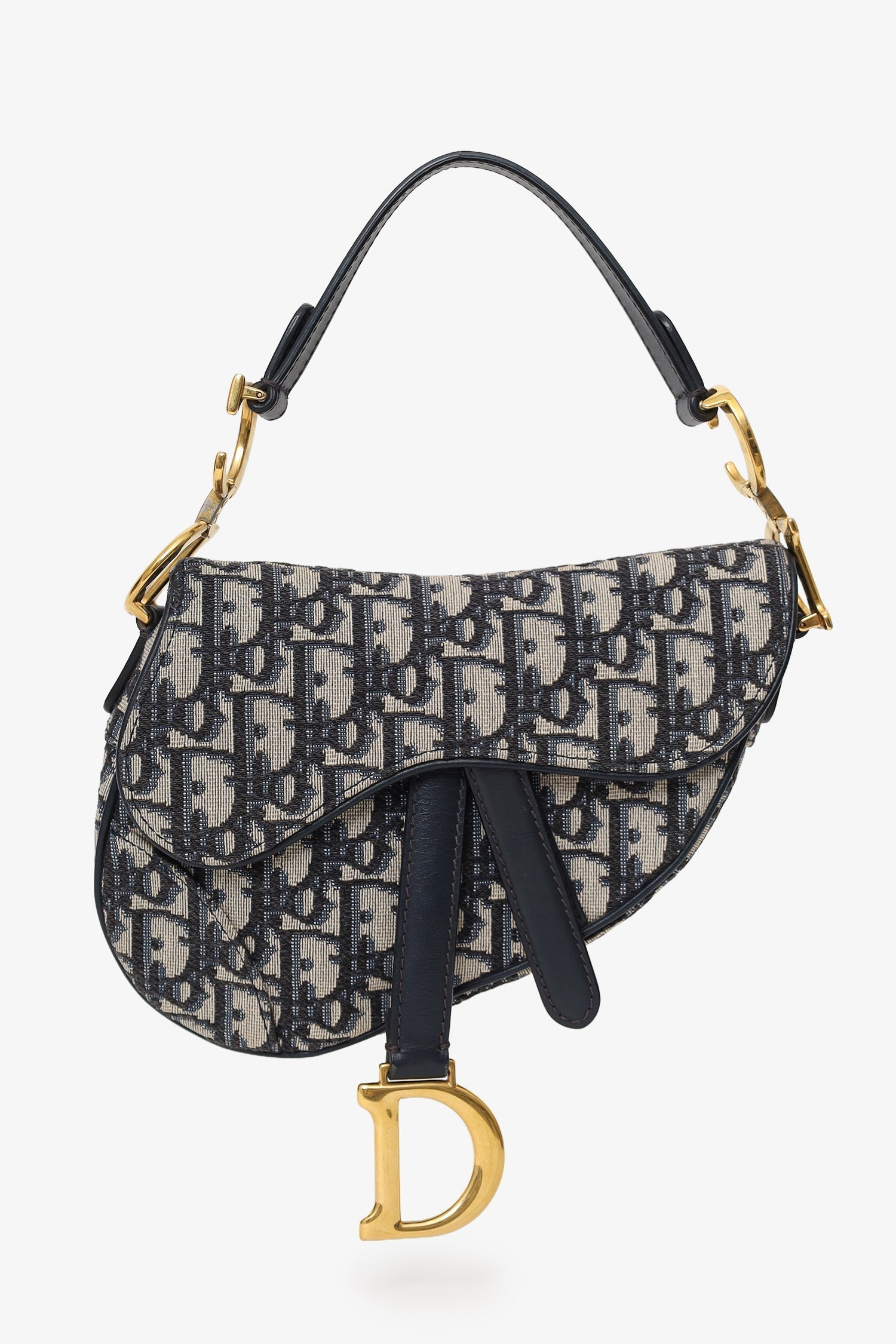 Dior Shoulder Bag Christian Oblique Jacquard Saddle Bag With Blue Mini