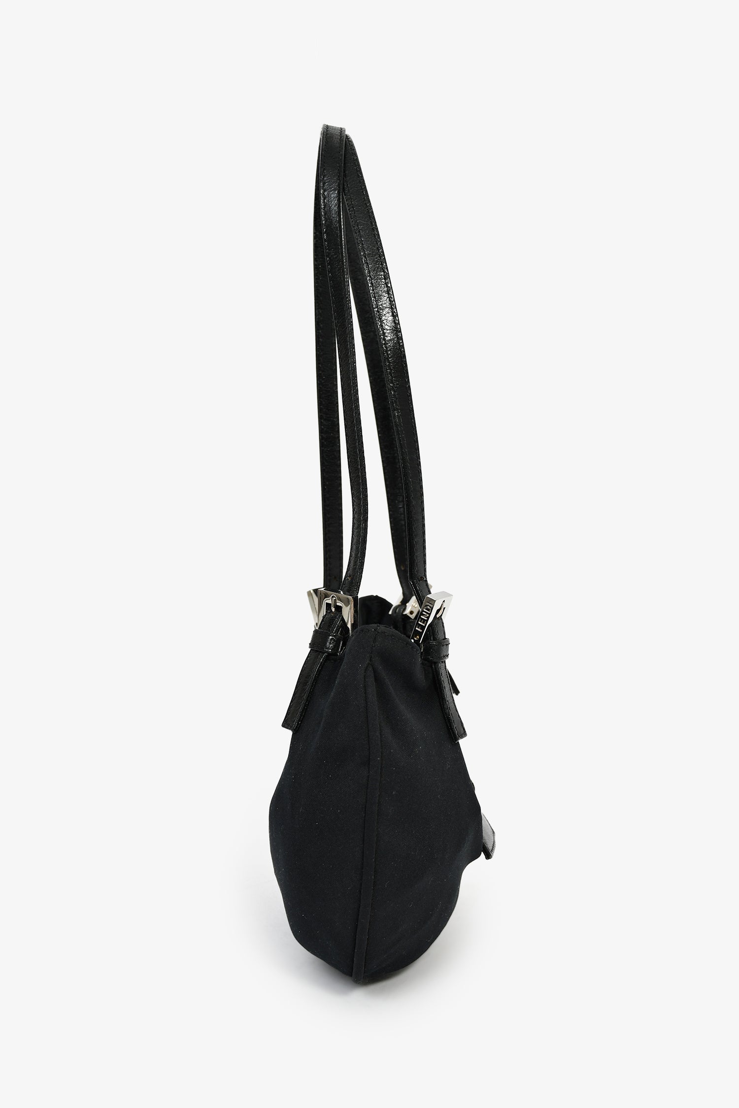 Fendi Fabric Mamma Half Moon Shoulder Bag Black