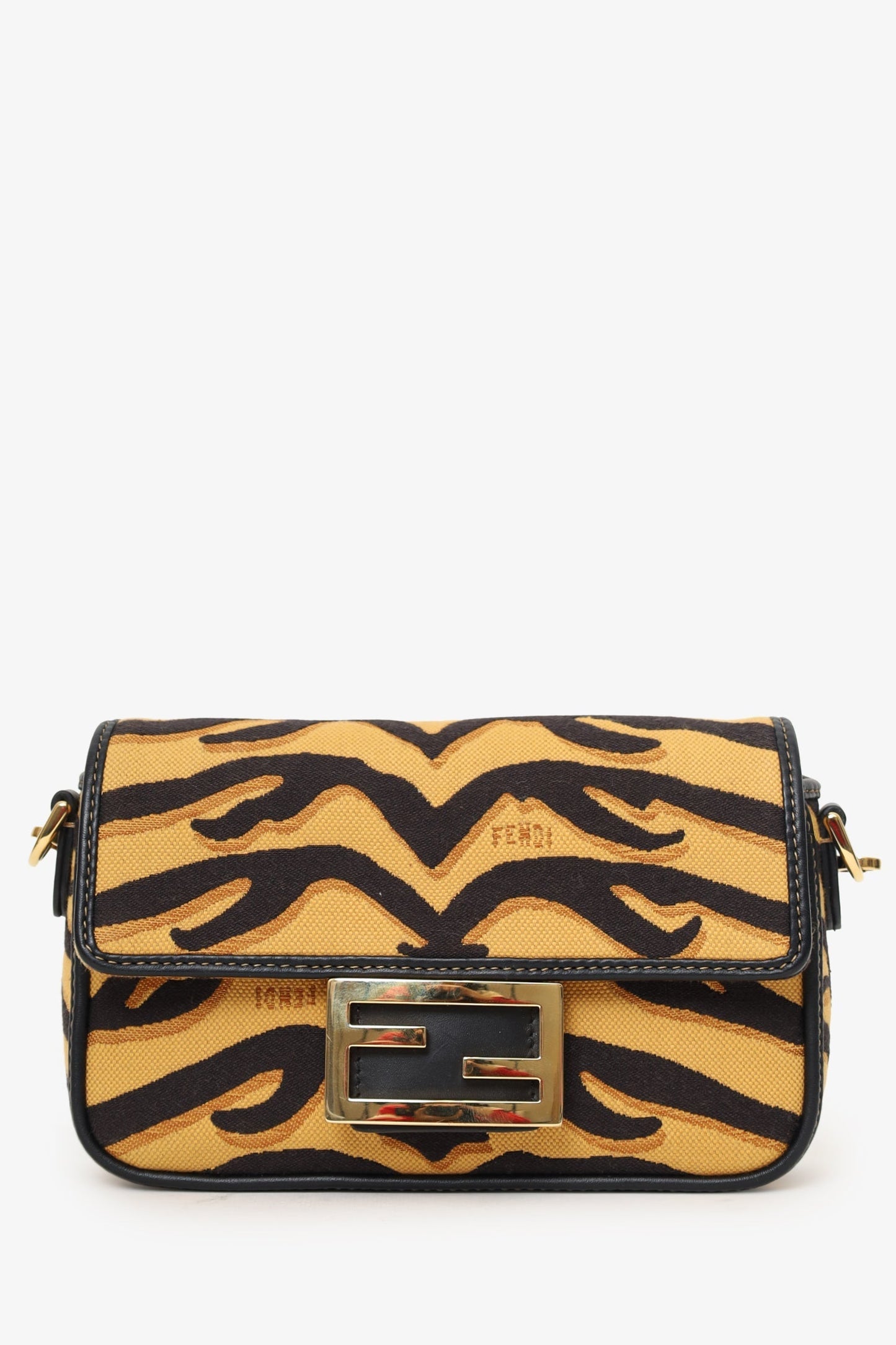 Fendi Crossbody Bag Tiger Baguette Bag Canvas Embroidered Shoulder Bag