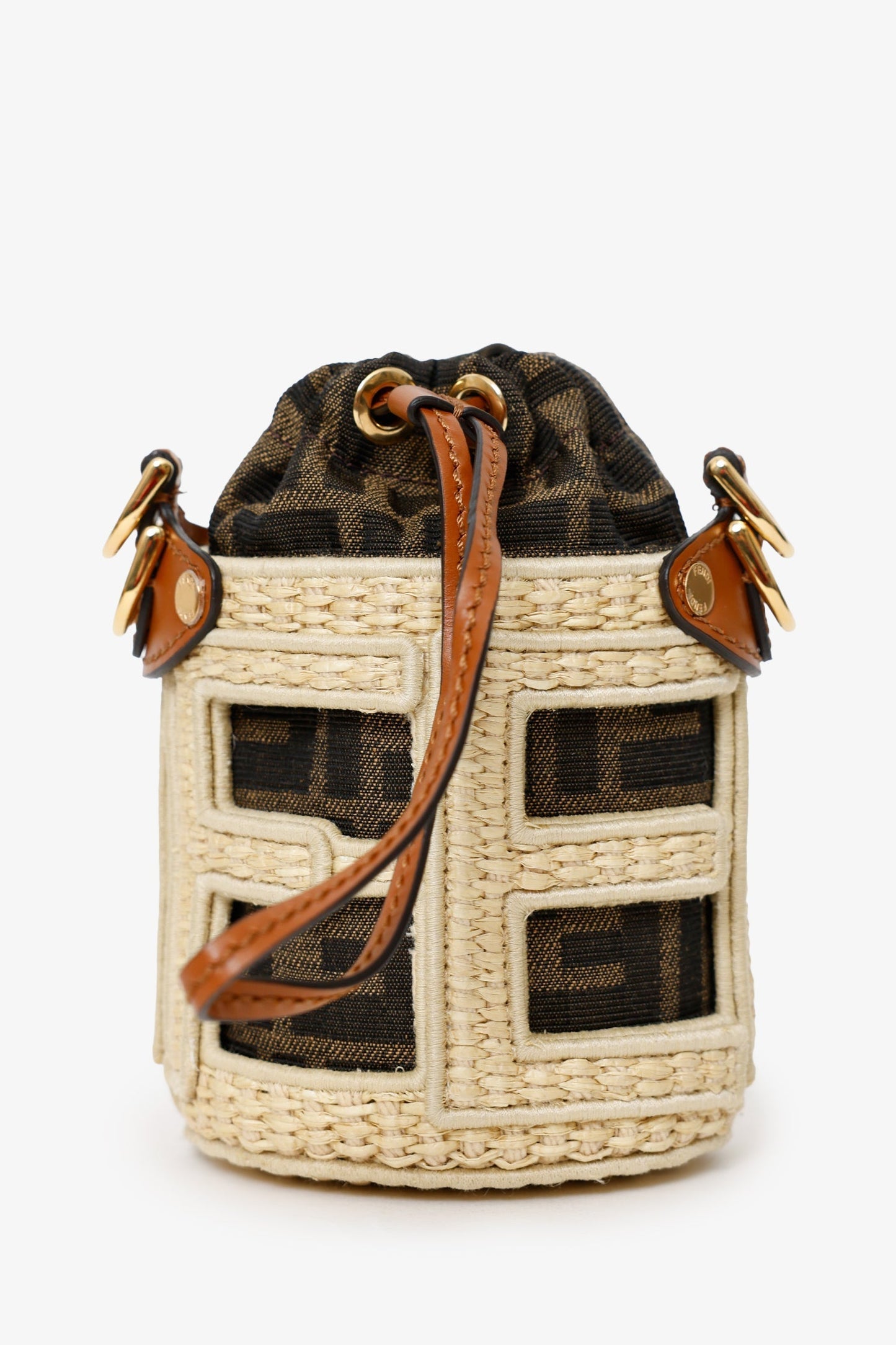 Fendi Bag Zucca FF Step Out Nano Brown Beige Bucket Bucket Bag