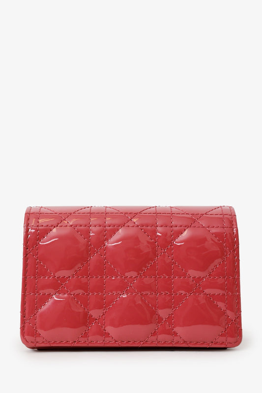 Dior Handbag Christian Nano Lady Pouch Leather Patent Pink