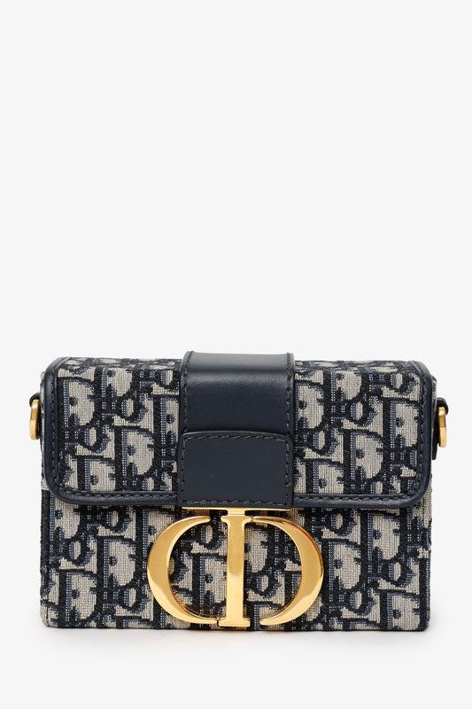 Dior Crossbody Bag Christian Oblique Montaigne 30 Box Bag Navy