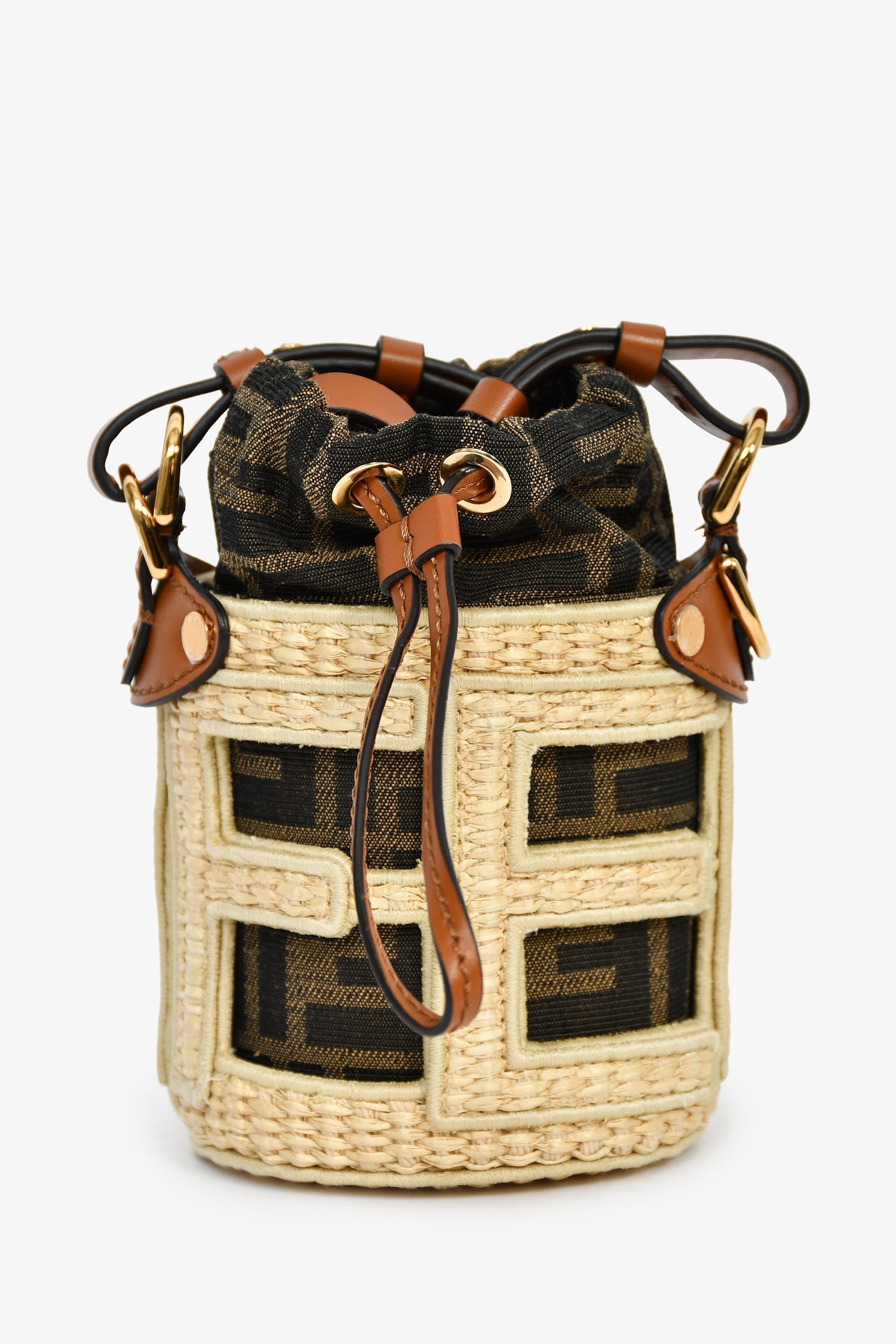 Fendi Bag Zucca FF Step Out Nano 2 Brown Beige Bucket Bucket Bag