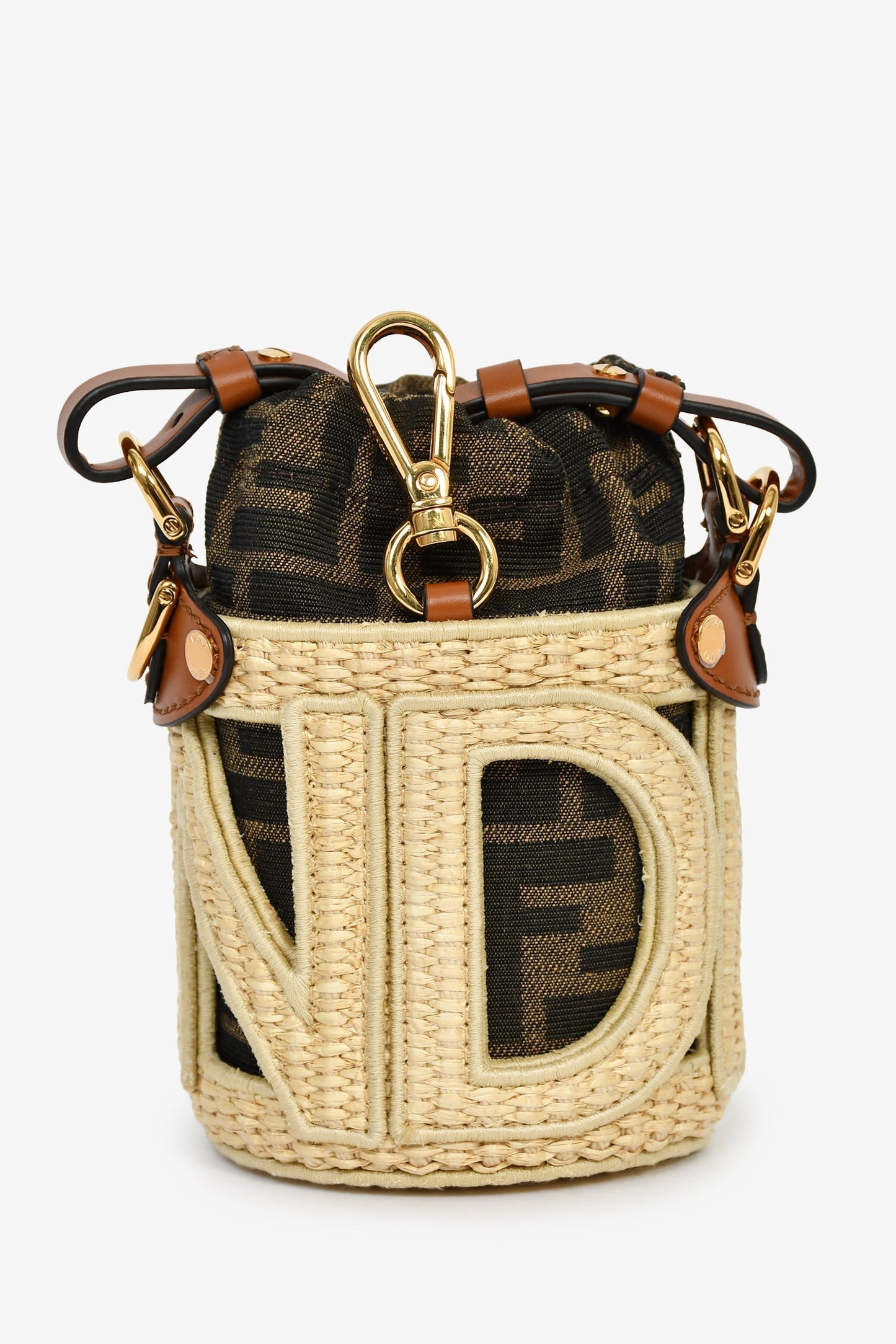 Fendi Zucca Ff Step Out Nano Bag Brown Beige Bucket Bucket Bag