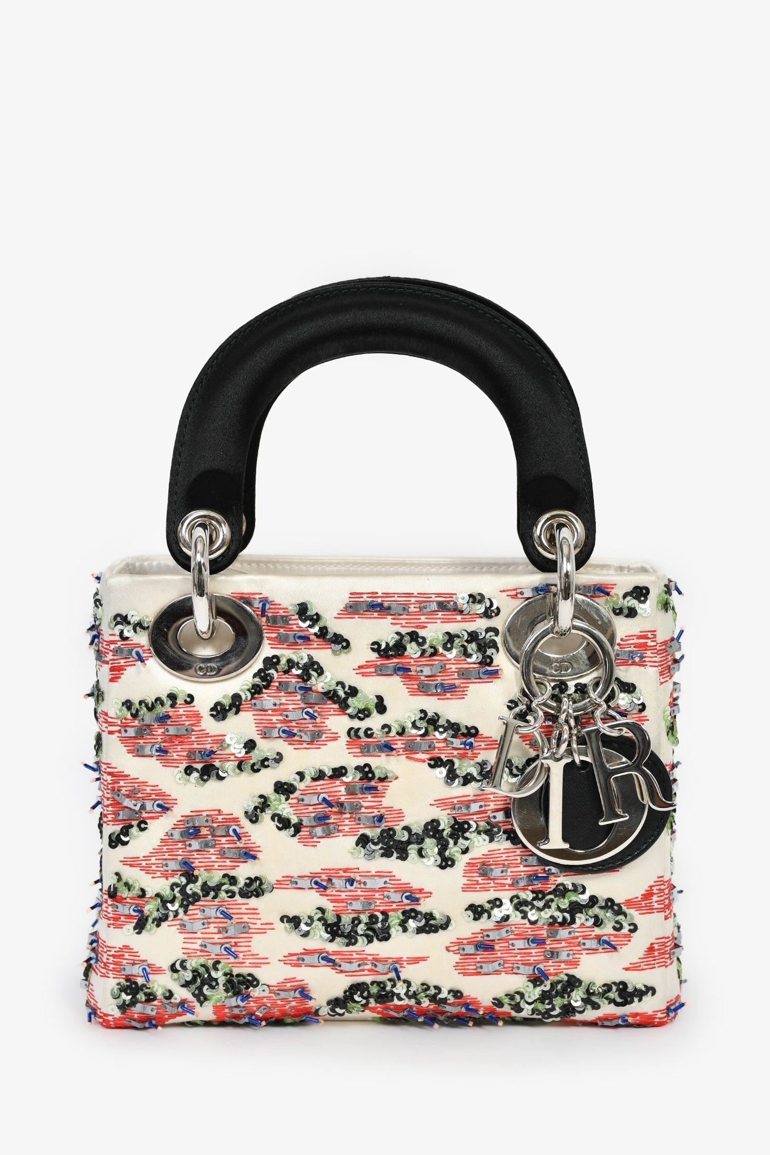 Dior Bag Christian Multi Sequin Lady with Strap Satin Cream Mini Mini Bag