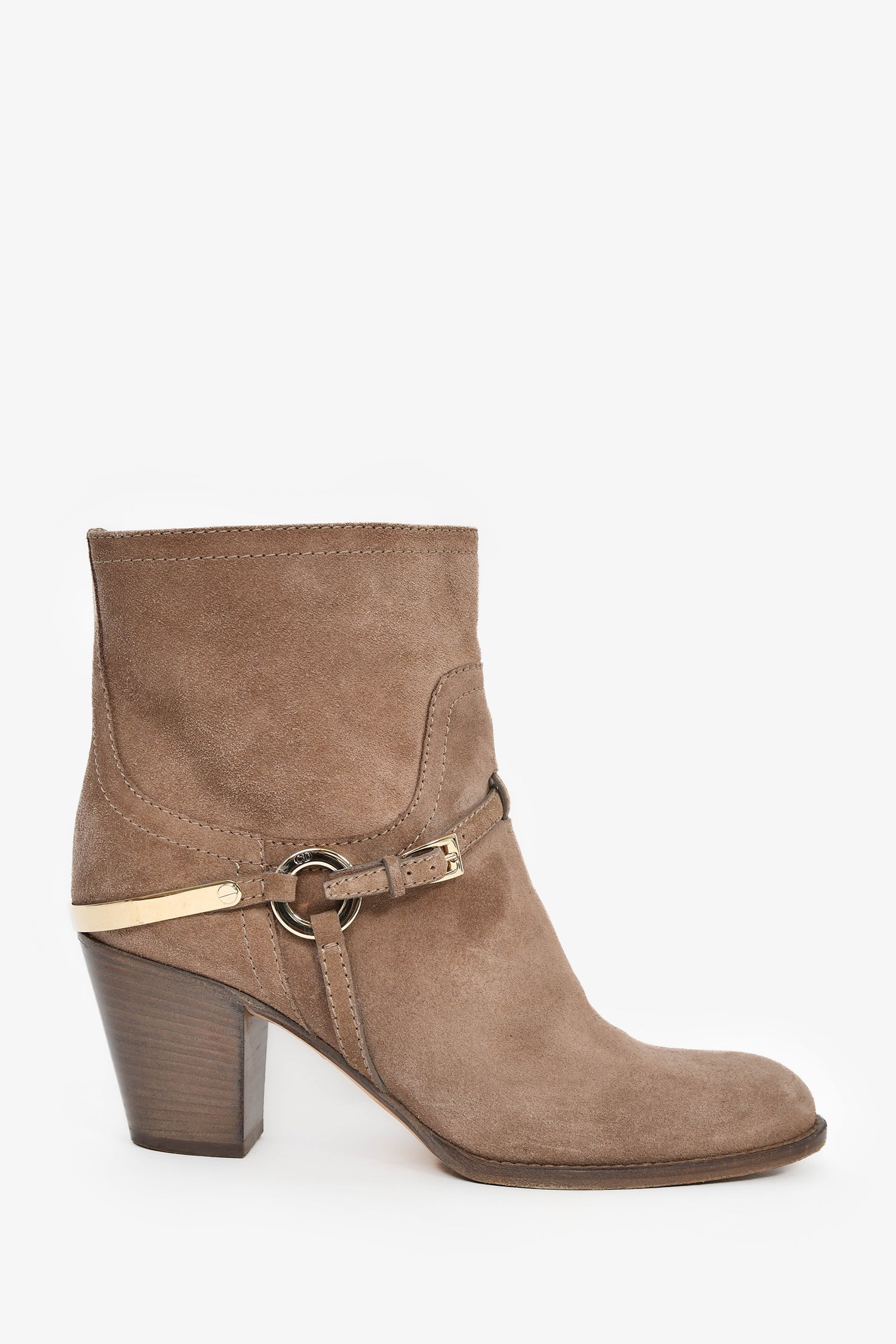 Dior Handbag Christian Taupe Heeled Ankle Boots Suede Shoes