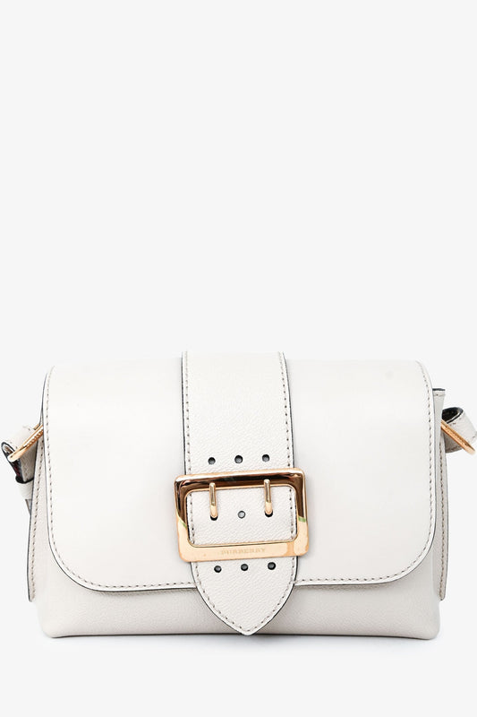 Burberry Buckle Crossbody Bag Leather White