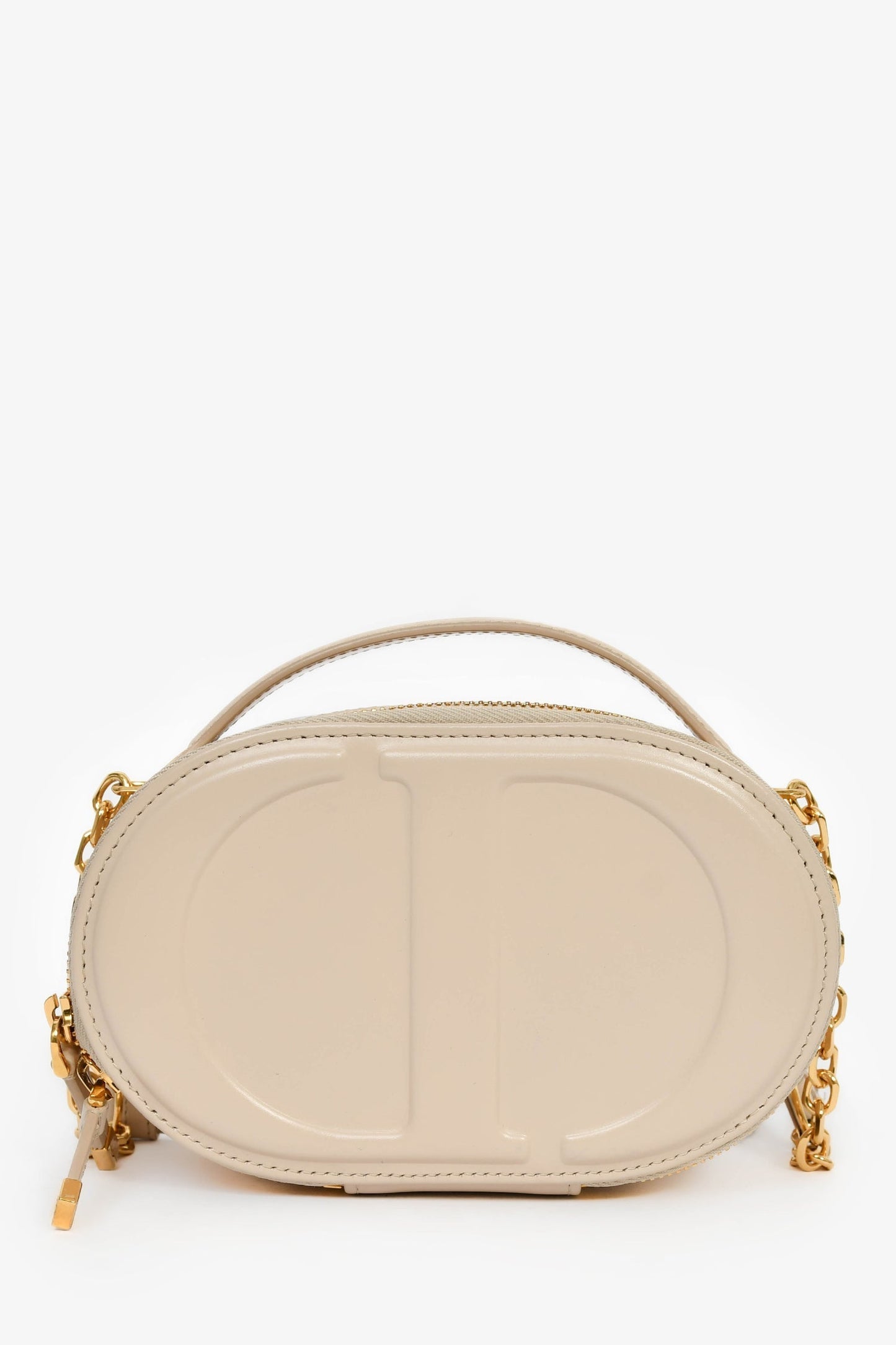 Dior Crossbody Bag Christian Oval Camera Leather Beige