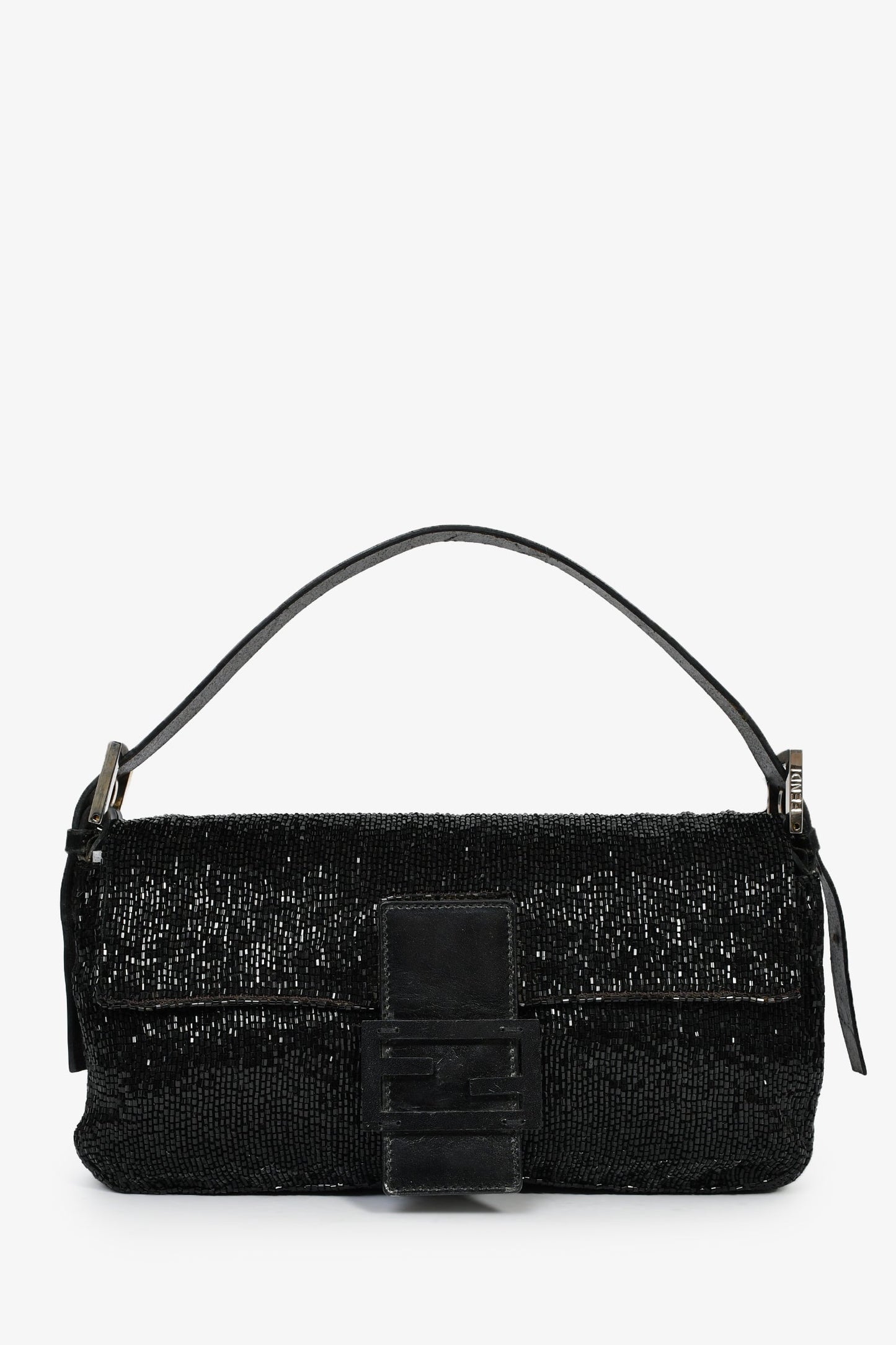Fendi Beaded Baguette Shoulder Bag Black