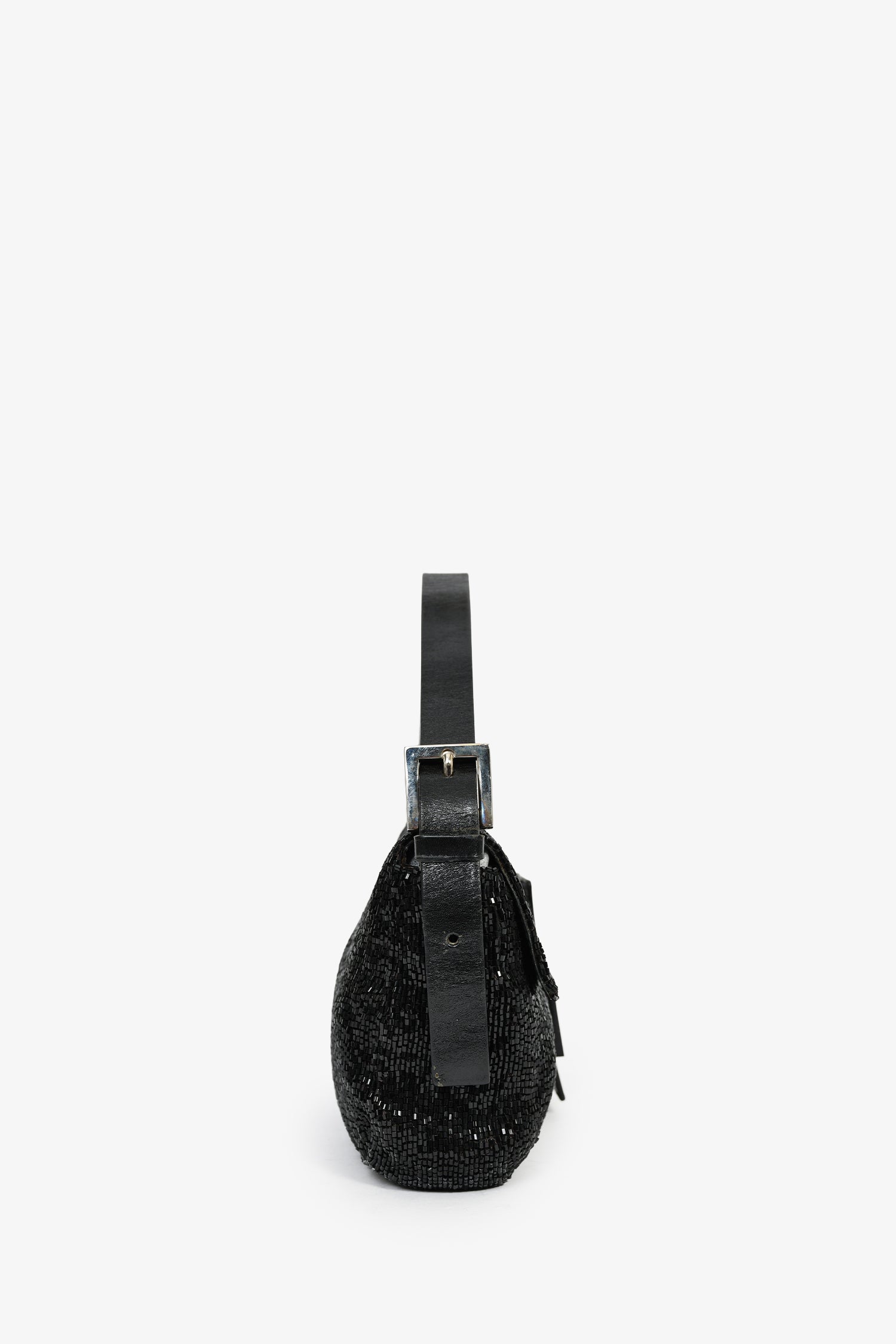 Fendi Beaded Baguette Shoulder Bag Black