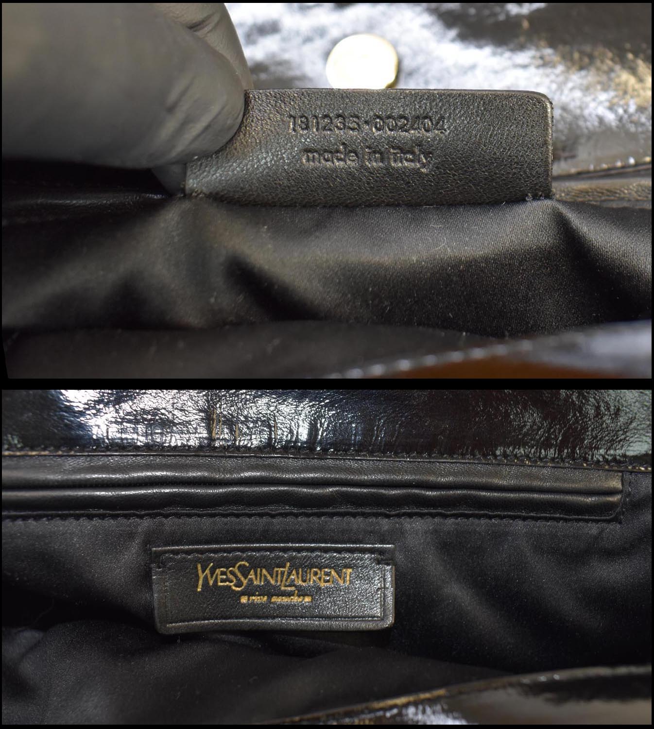 YSL Saint Laurent Yves Tribute Tote Bag Last Call Leather Patent Black