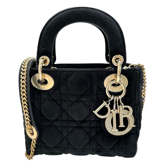 Dior Christian Lady Velvet 2Way Handbag Mini Travel Bag