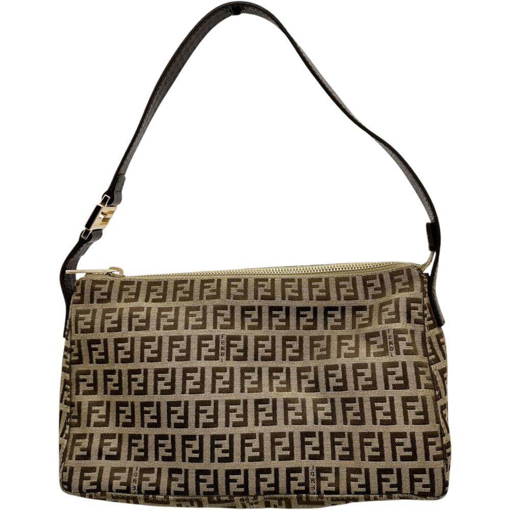 Fendi Zucchino Shoulder Bag Leather Canvas Shoulder Bag 2
