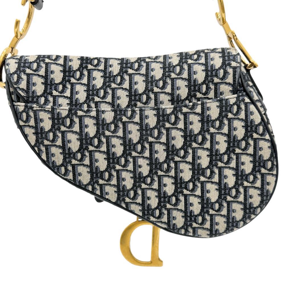 Dior Saddle Bag Oblique 2Way Shoulder Bag Leather Canvas