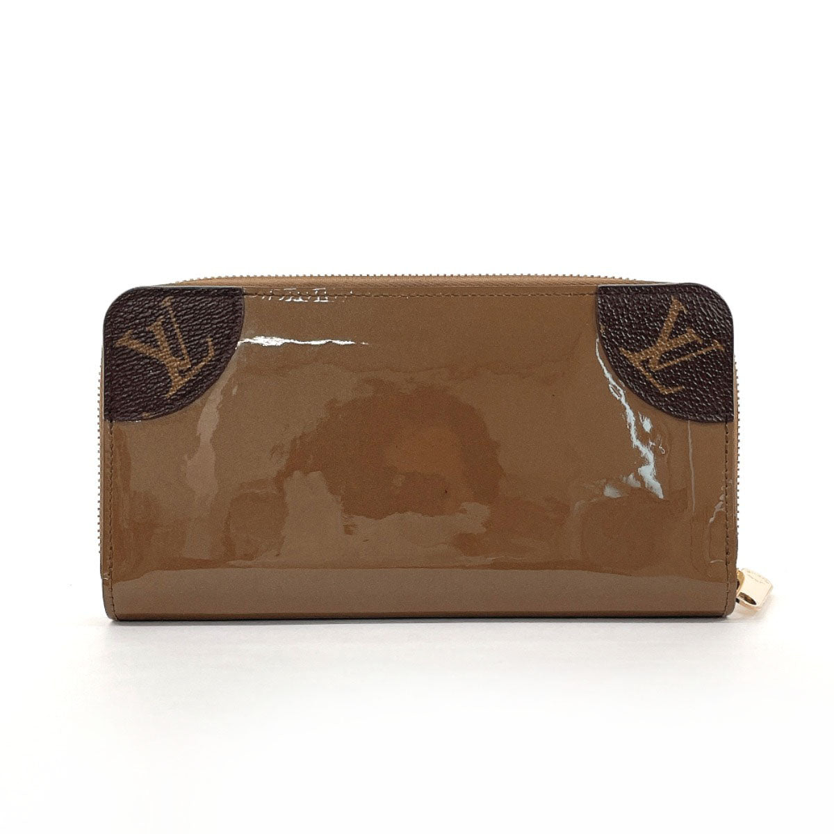 Louis Vuitton Long Purse M67271 Brown Zip Monogram Leather Canvas Patent Wallet Case