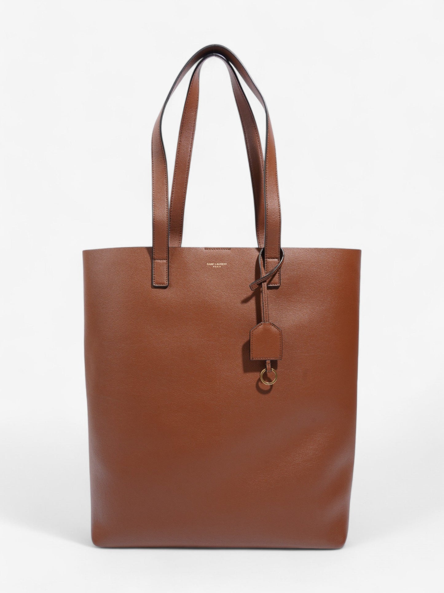 YSL Saint Laurent Shopping Bag Calfskin N S Leather Brown Shoulder Bag