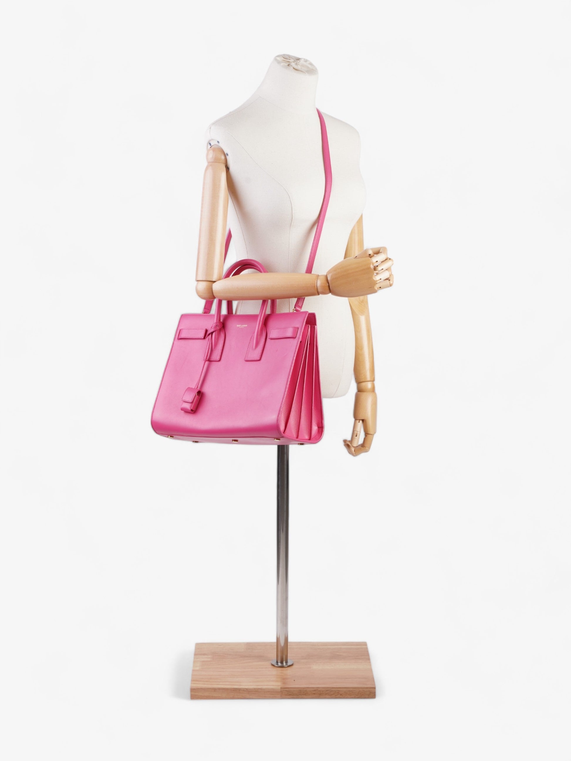 YSL Saint Laurent Sac De Jour Handbag Leather Pink Small Travel Bag