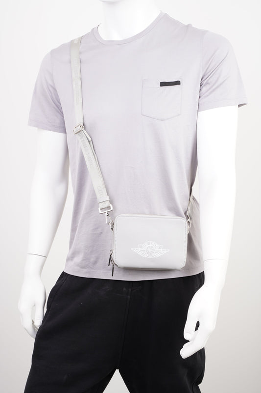Dior Jordan Wings Grey Messenger Bag Leather Gray