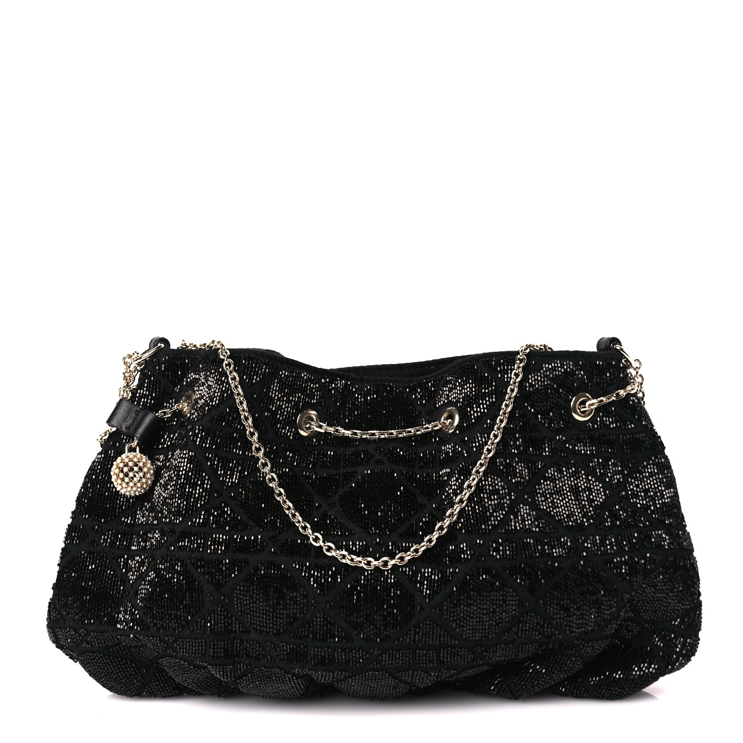 Dior Handbag Christian Beaded Dream Bag Black Embroidered Bucket Shoulder Bag