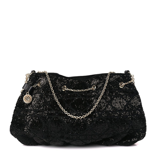 Dior Handbag Christian Beaded Dream Bag Black Embroidered Bucket Shoulder Bag