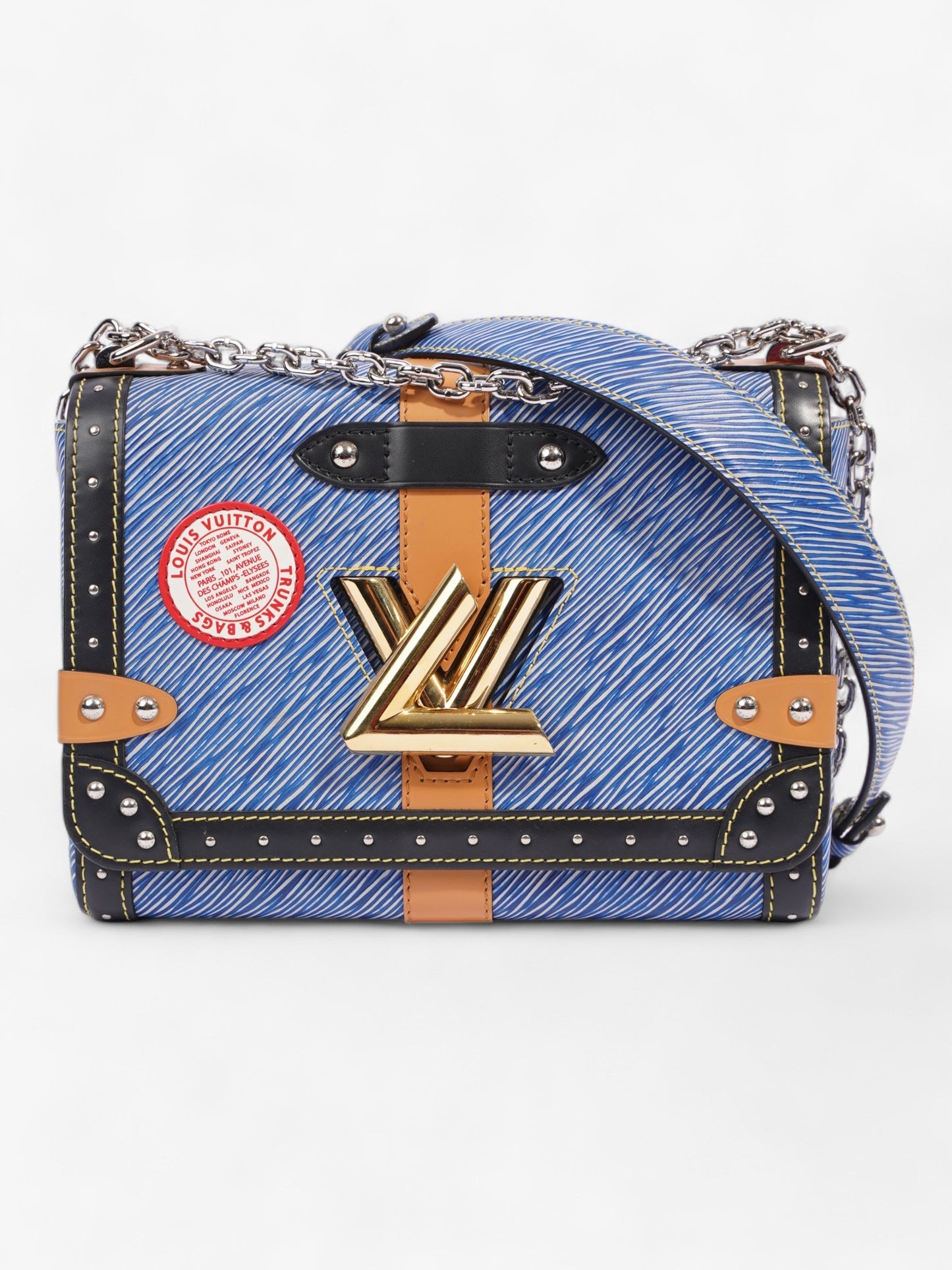 Louis Vuitton Twist Limited Edition Trunk Tan Black Blue MM Leather Epi Handbag