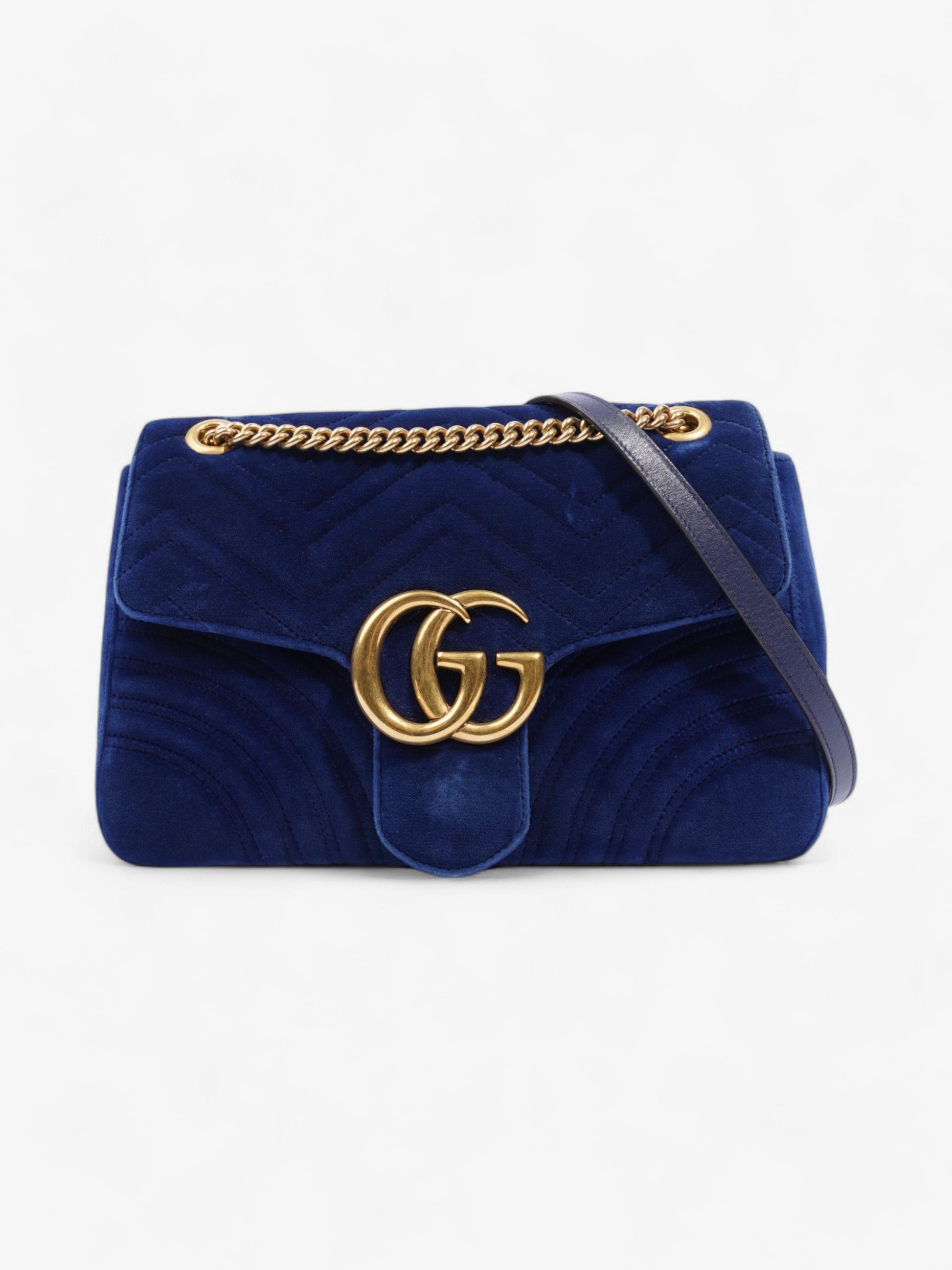 Gucci Marmont Royal Velvet Crossbody Bag Blue Large