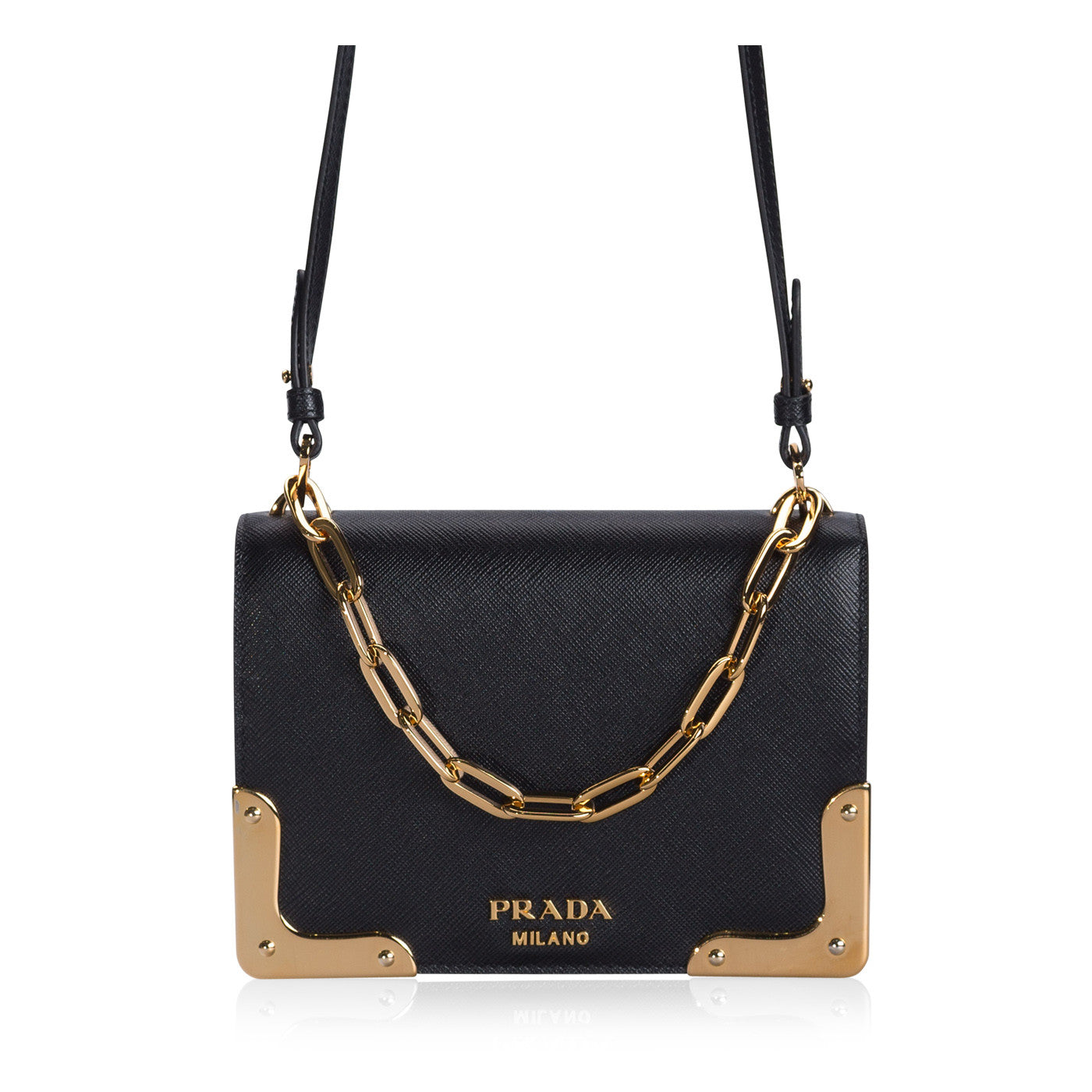 Prada Bandoleira Crossbody Bag Black Gold
