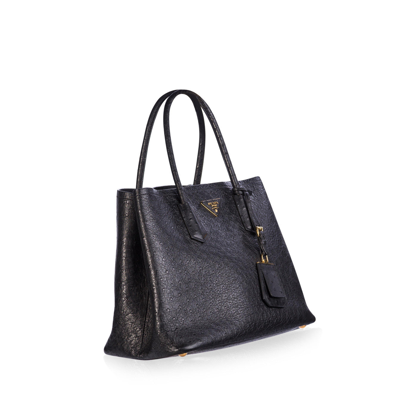 Prada Ostrich Double Bag Tote Bag