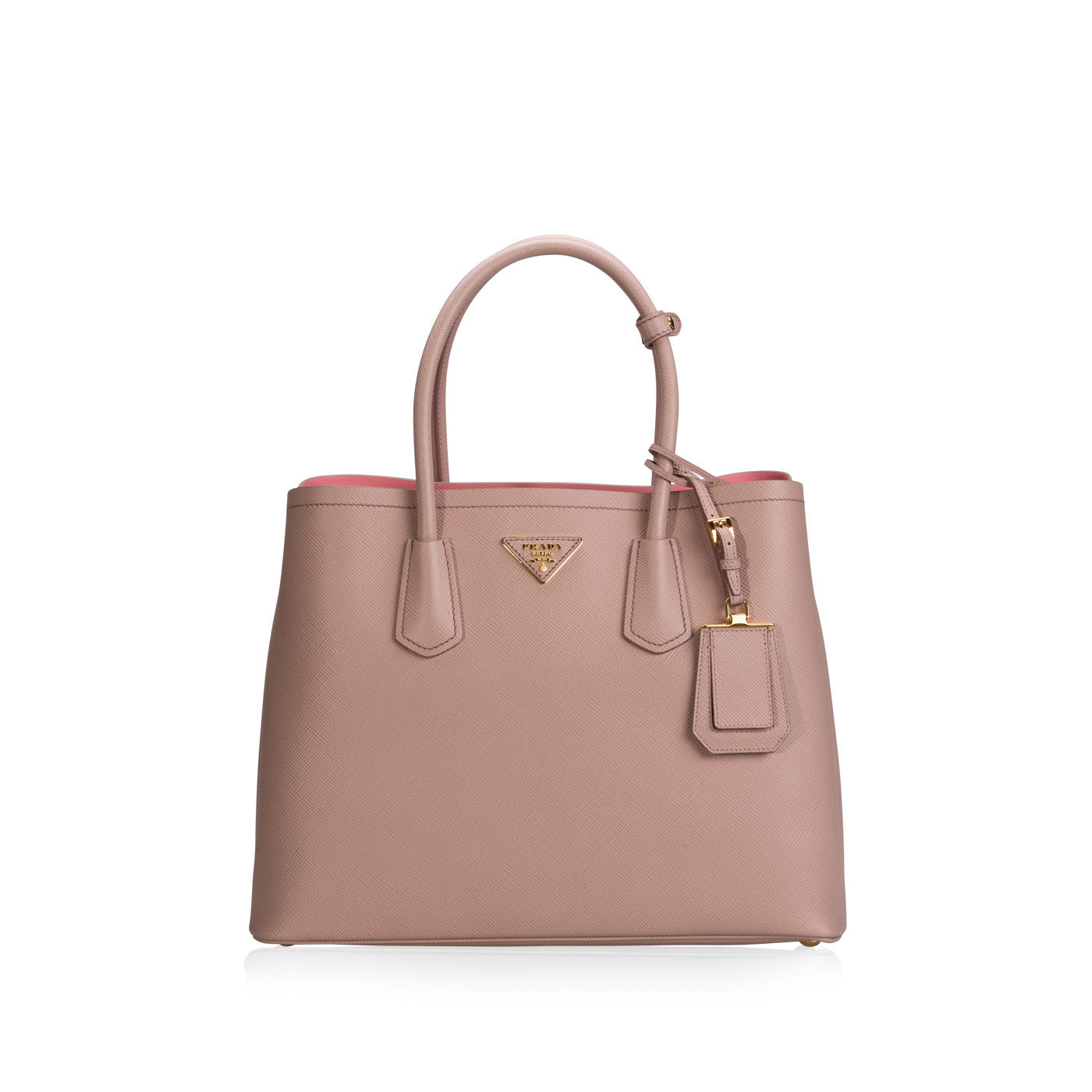 Prada Cuir Double Bag Saffiano Tote Bag Double Bag Pink