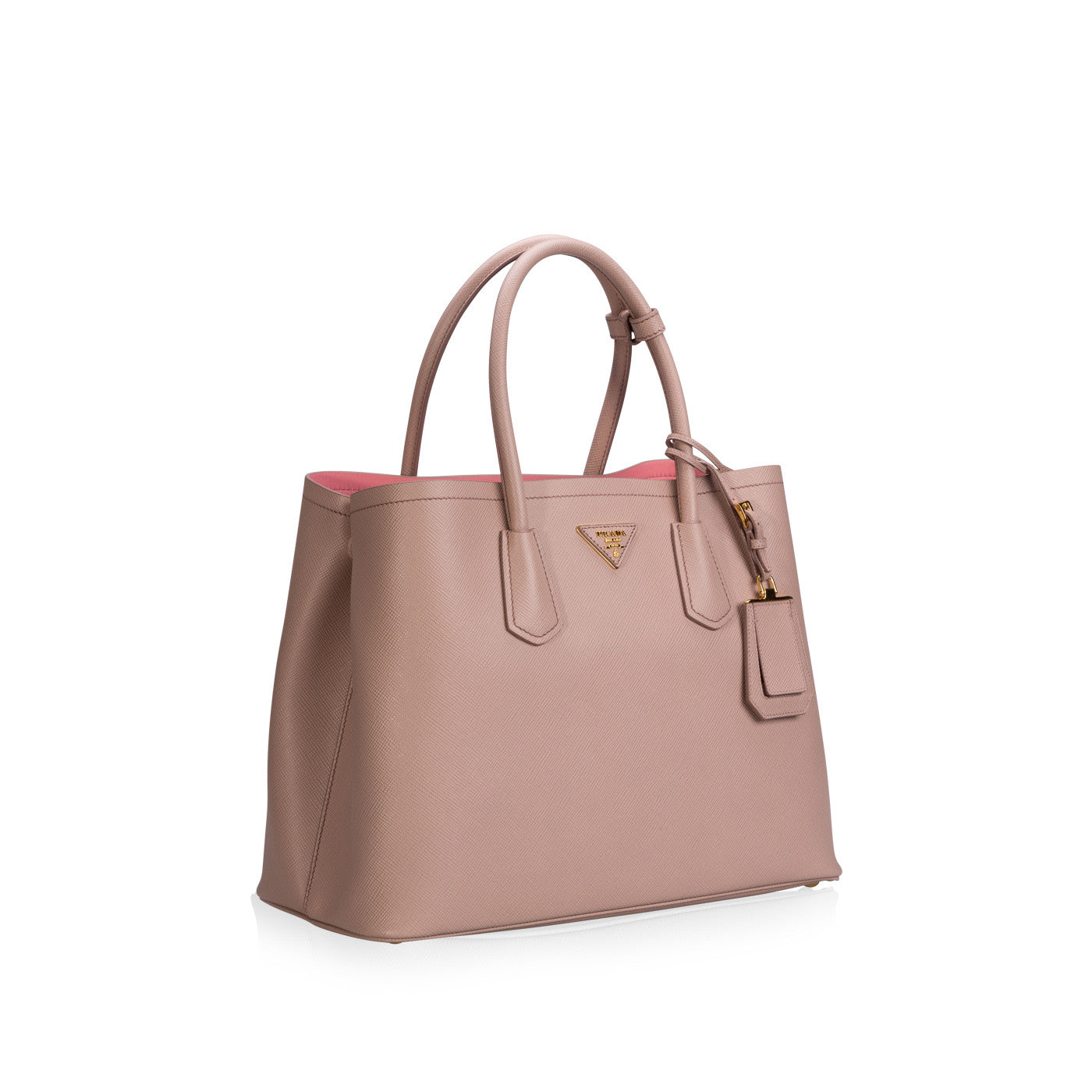 Prada Cuir Double Bag Saffiano Tote Bag Double Bag Pink