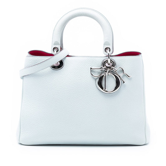 Dior Handbag issimo Satchel Leather Blue Medium Satchel Bag