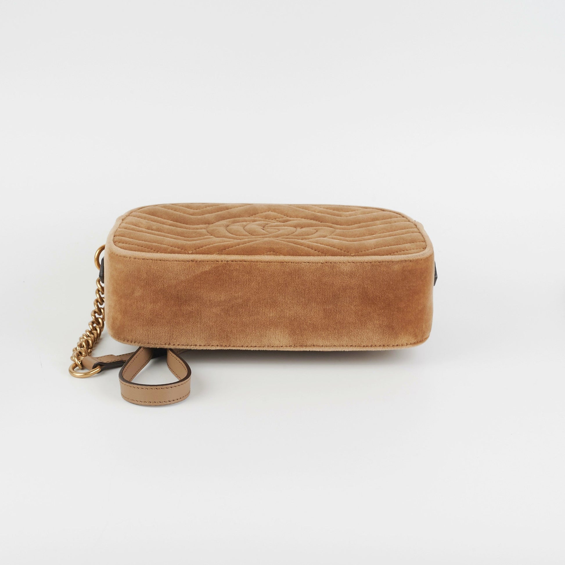 Gucci Marmont Velvet Crossbody Bag Tan Small