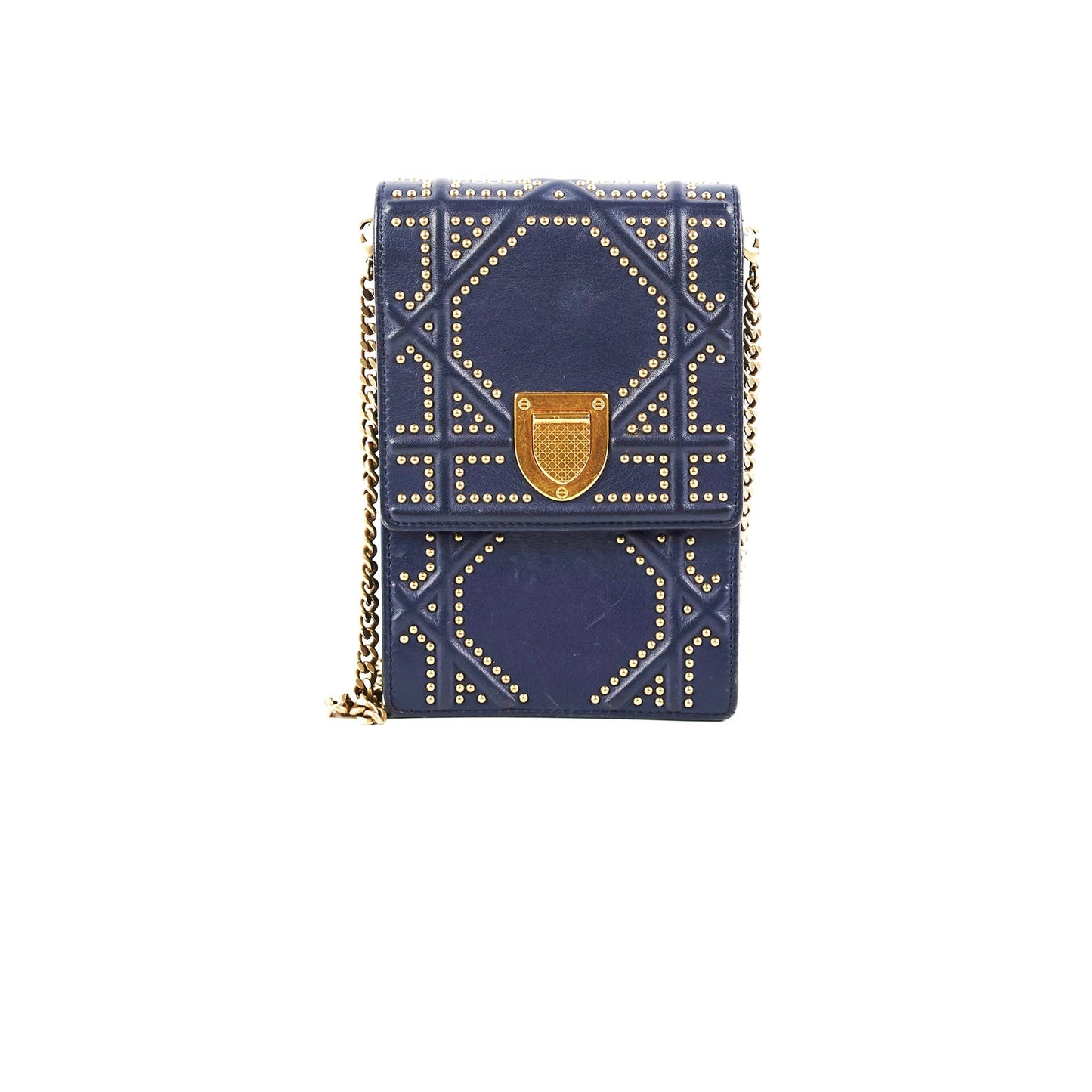 Dior Christian Vertical ama Studded Crossbody Bag Navy