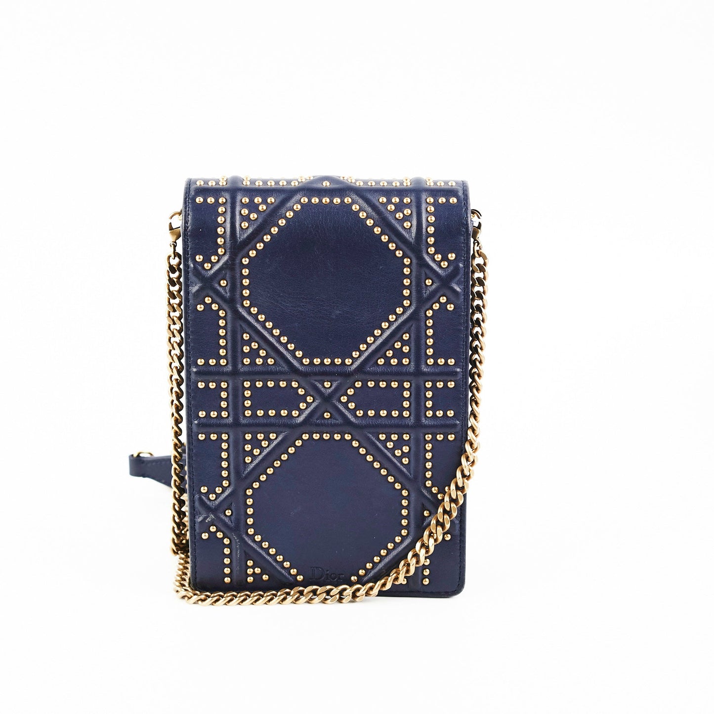 Dior Christian Vertical ama Studded Crossbody Bag Navy