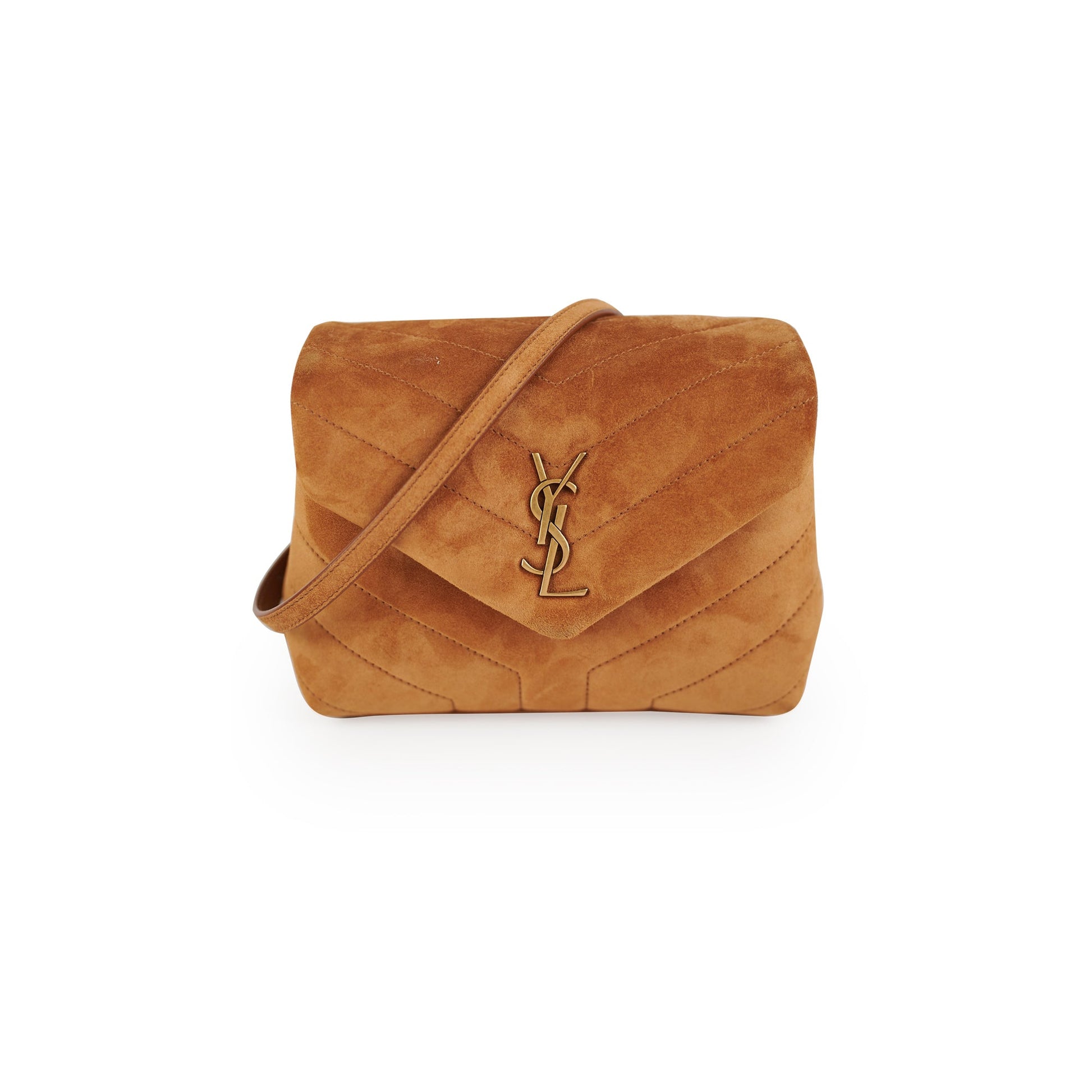 YSL Saint Laurent Lou Lou Crossbody Bag Suede Brown Toy