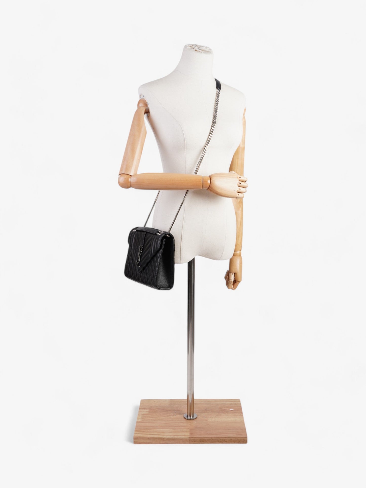 YSL Saint Laurent Envelope Calfskin Crossbody Bag Leather Black Medium