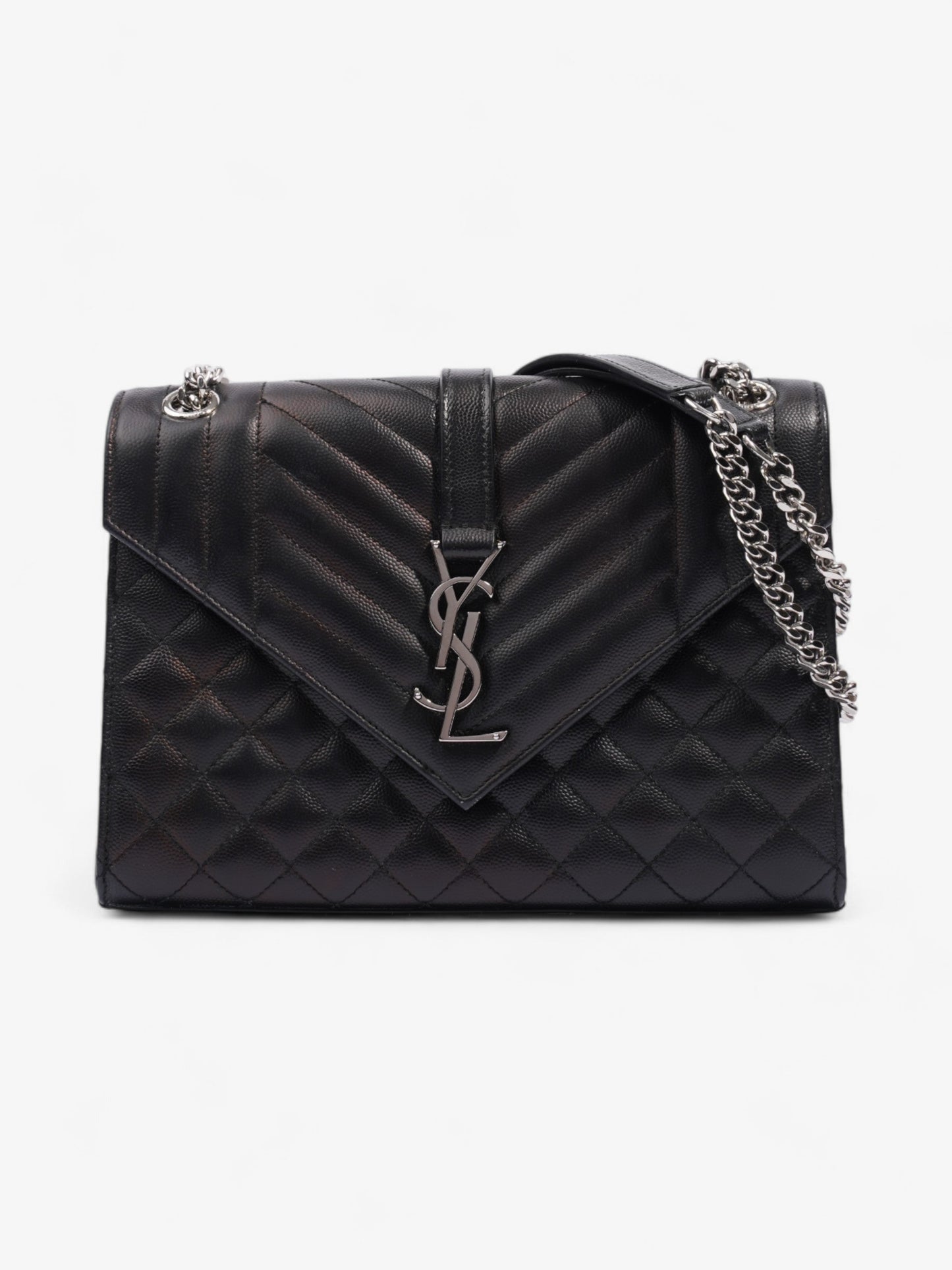YSL Saint Laurent Envelope Calfskin Crossbody Bag Leather Black Medium