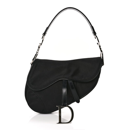 Dior Handbag Christian Saddle Bag Nylon Black Shoulder Bag