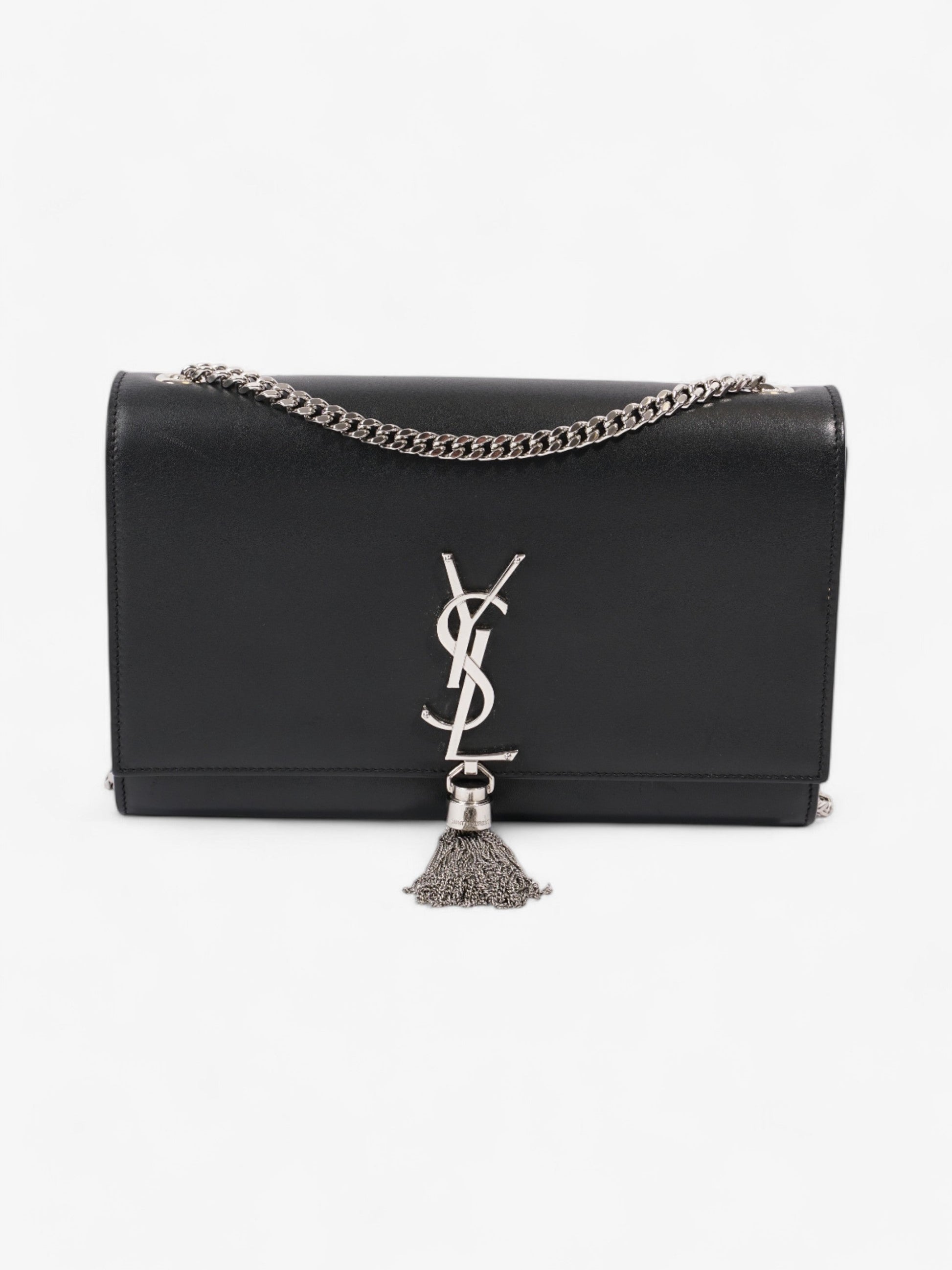 YSL Saint Laurent Kate Tassel Calfskin Crossbody Bag Leather Black Medium