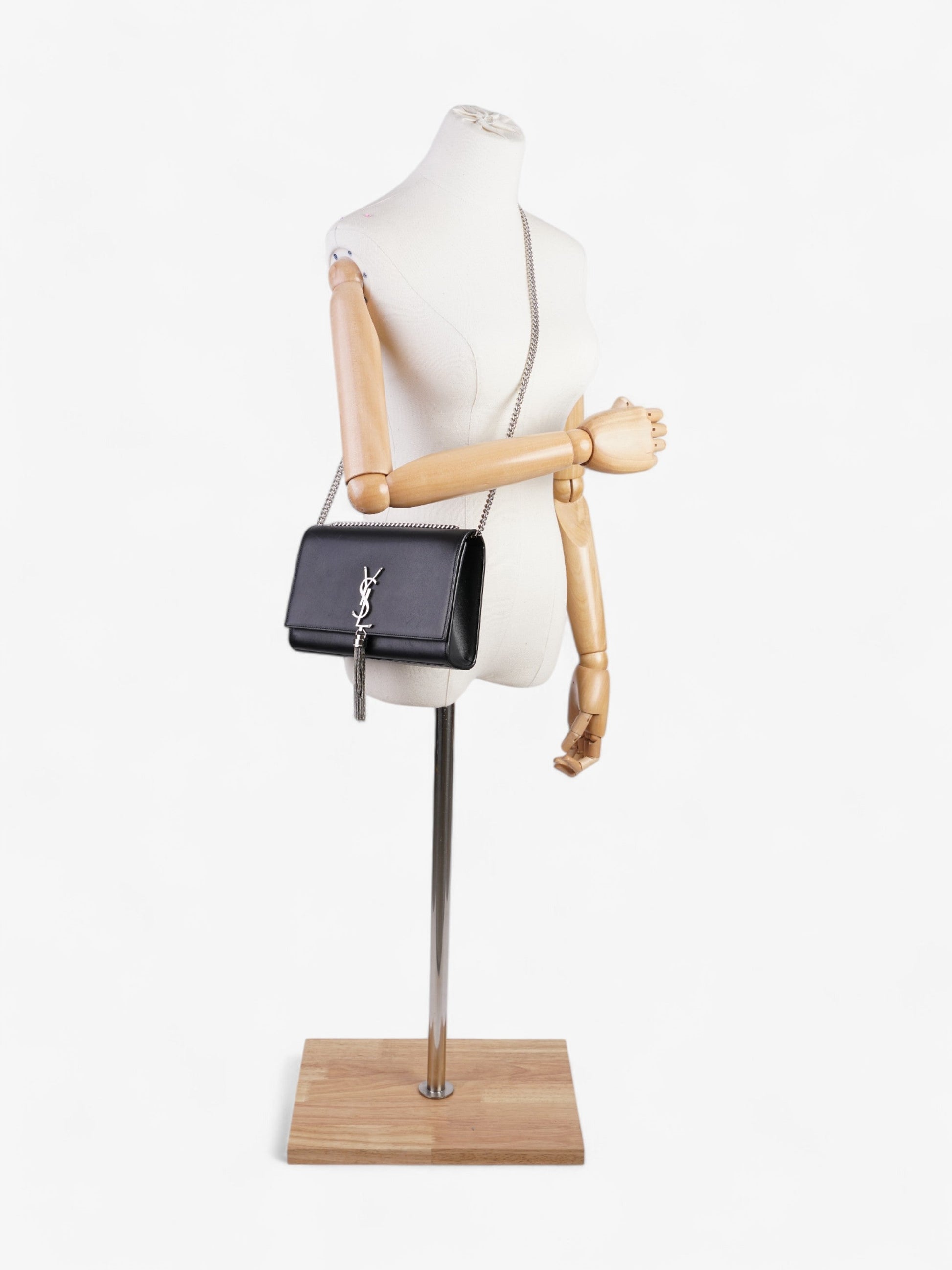 YSL Saint Laurent Kate Tassel Calfskin Crossbody Bag Leather Black Medium