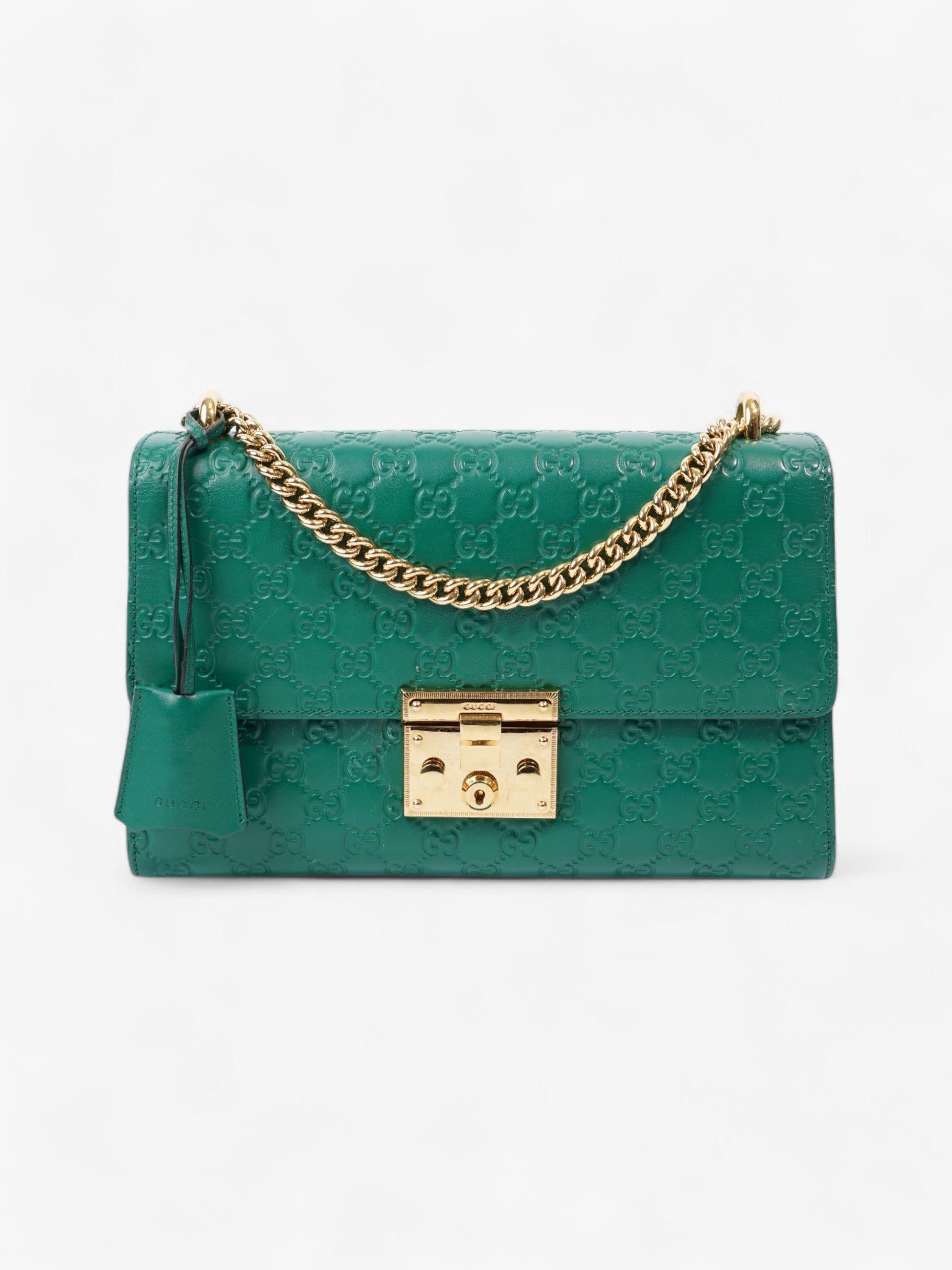 Gucci Padlock Emerald Calfskin Shoulder Bag Leather Medium