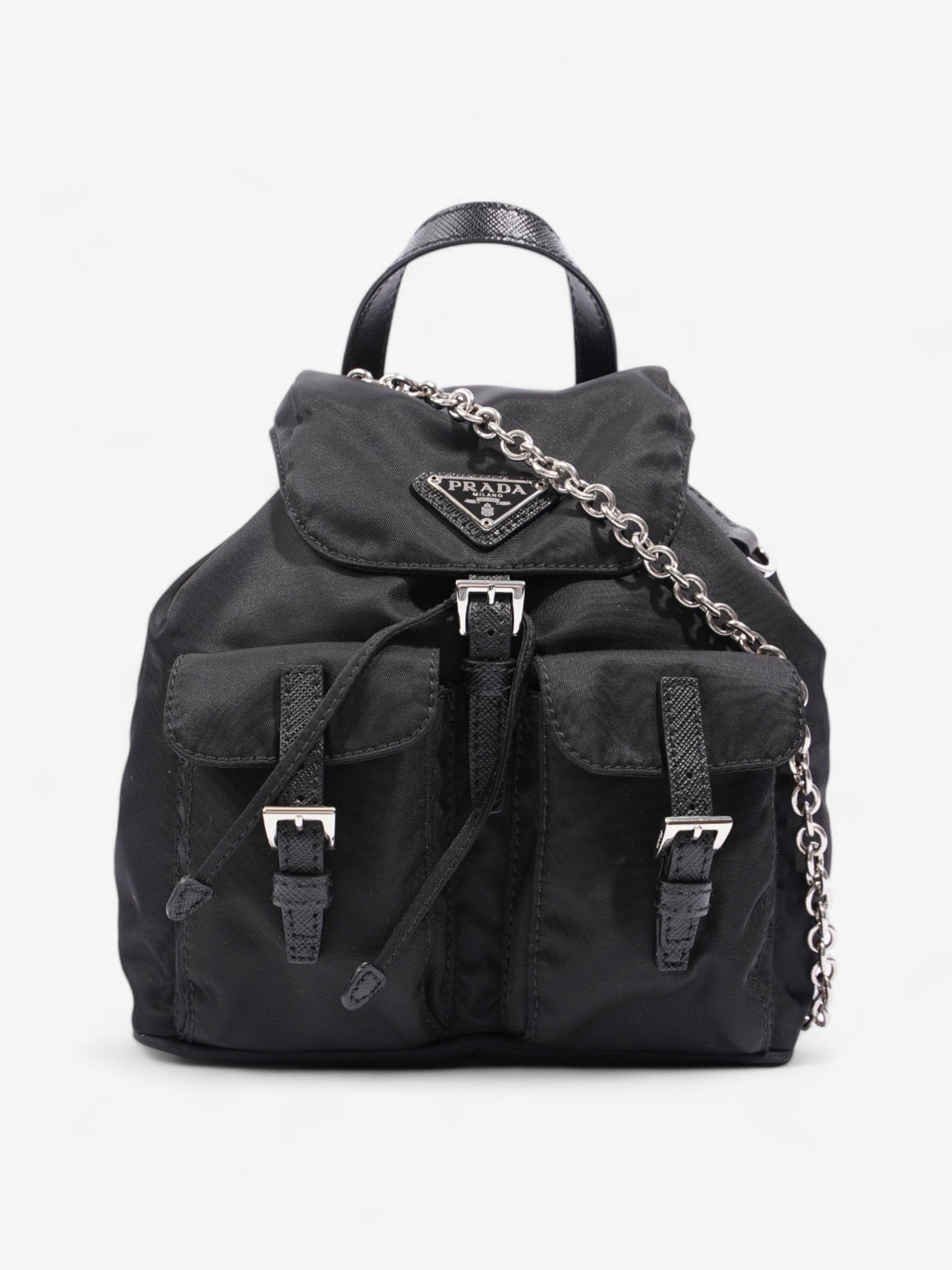 Prada Vela Backpack Nylon Black Mini Crossbody Bag