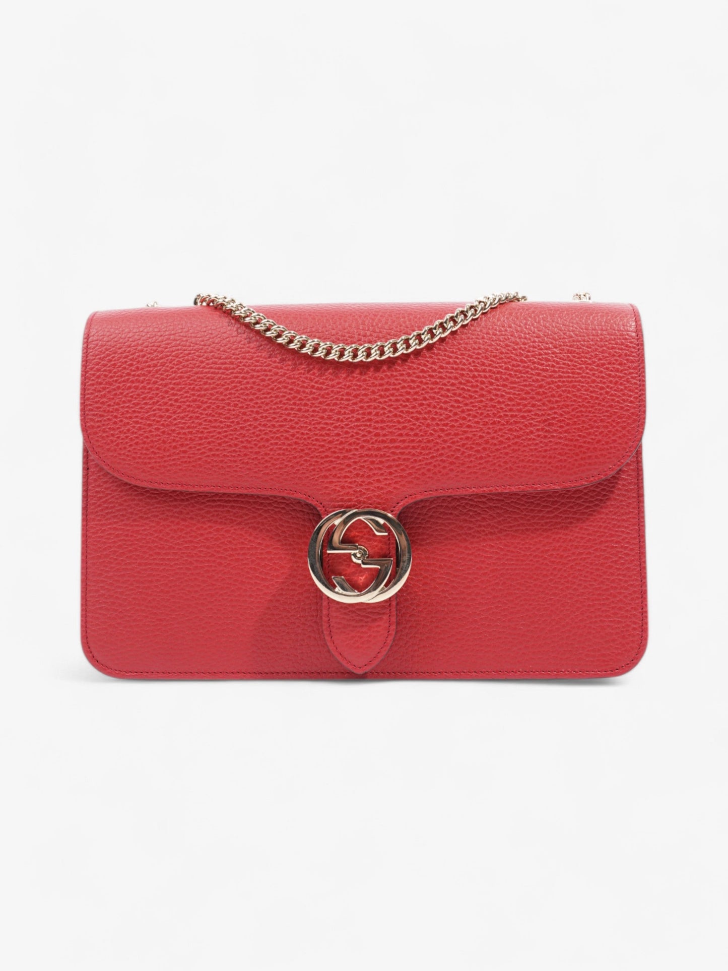 Gucci Dollar Interlocking Calfskin Crossbody Bag Leather Red Medium 1
