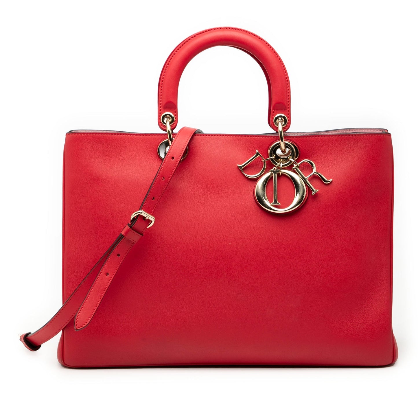 Dior Handbag Smooth Calfskin issimo Satchel Red Large Satchel Bag