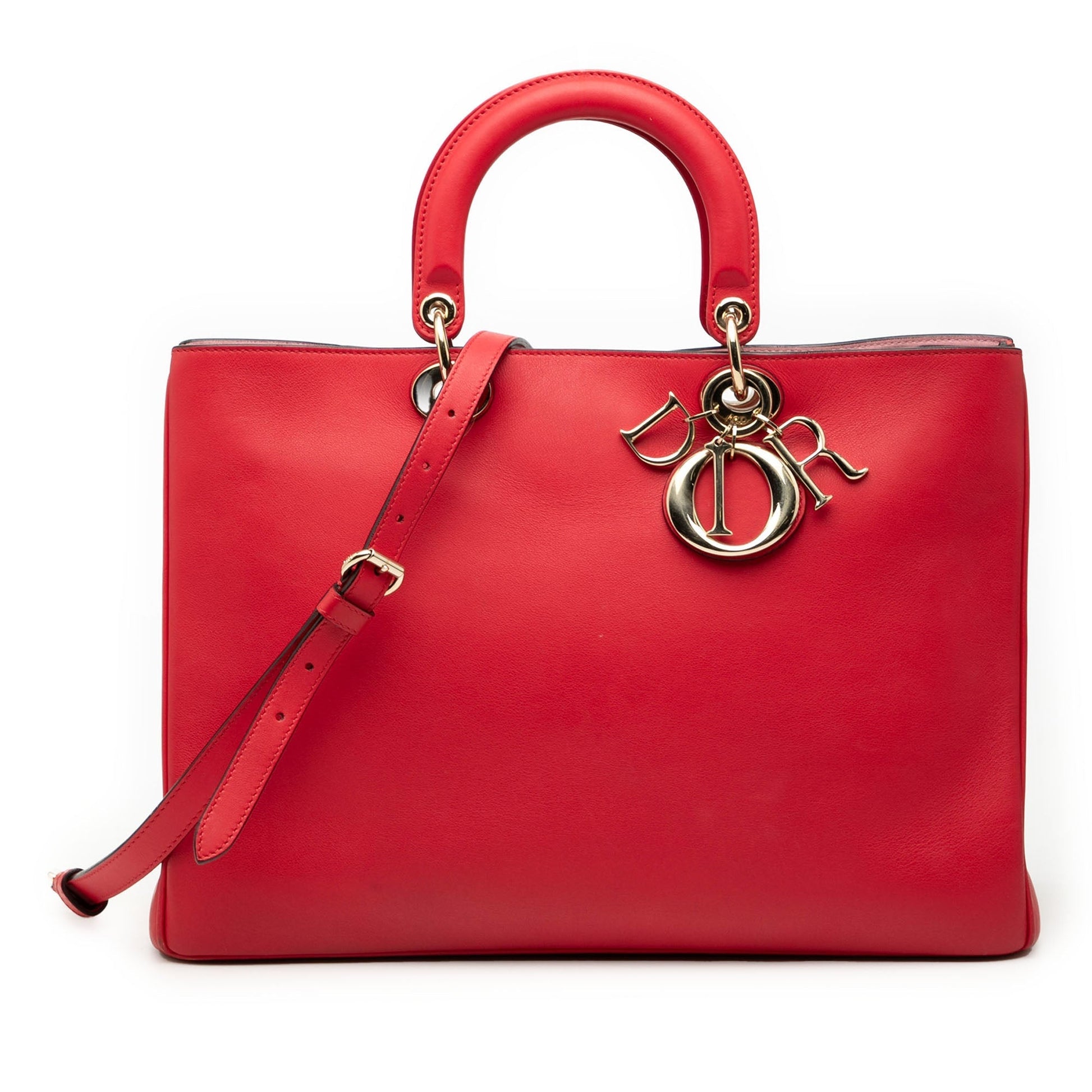 Dior Handbag Smooth Calfskin issimo Satchel Red Large Satchel Bag