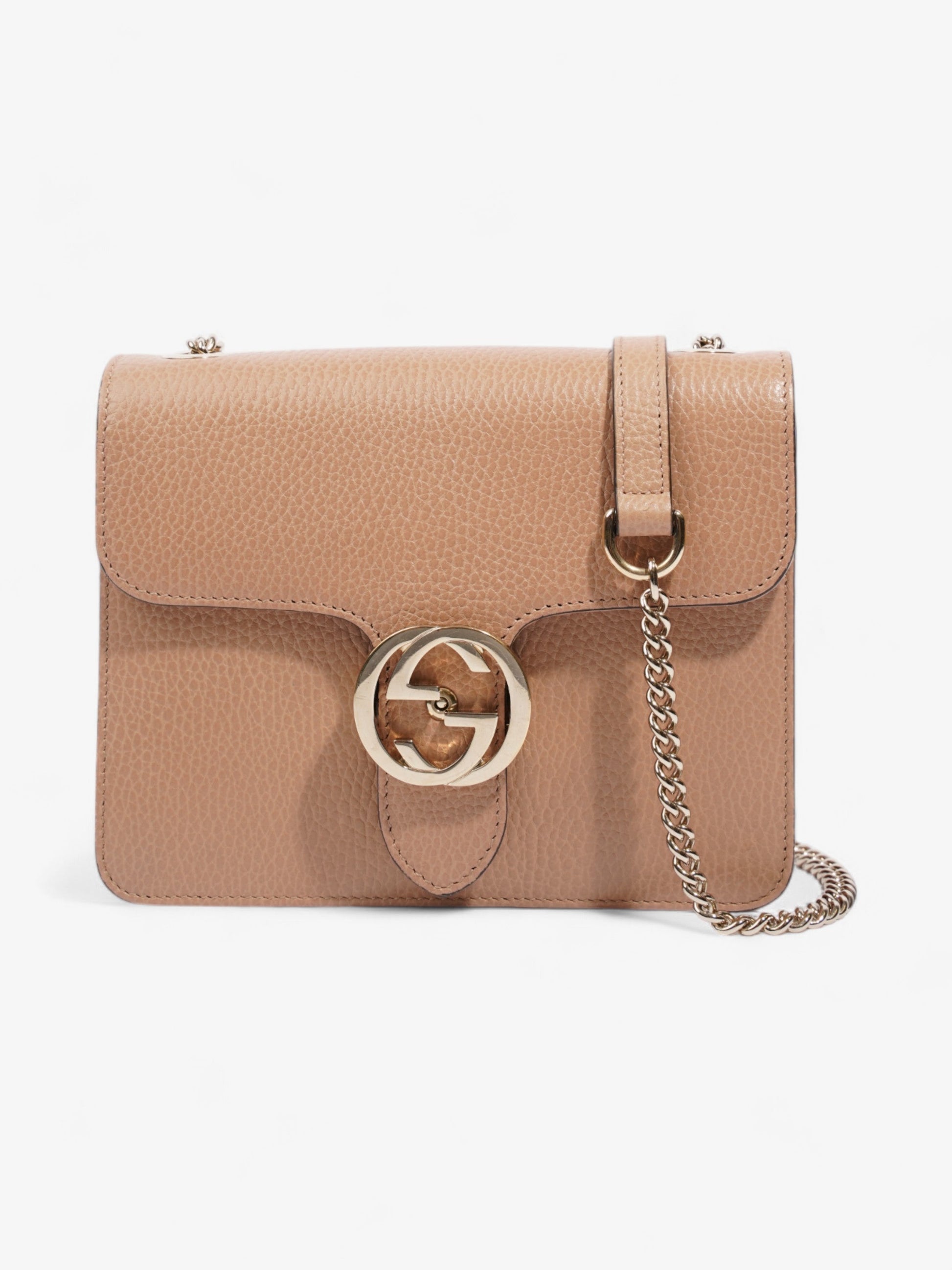 Gucci Interlocking Camel Shoulder Bag Leather Chain